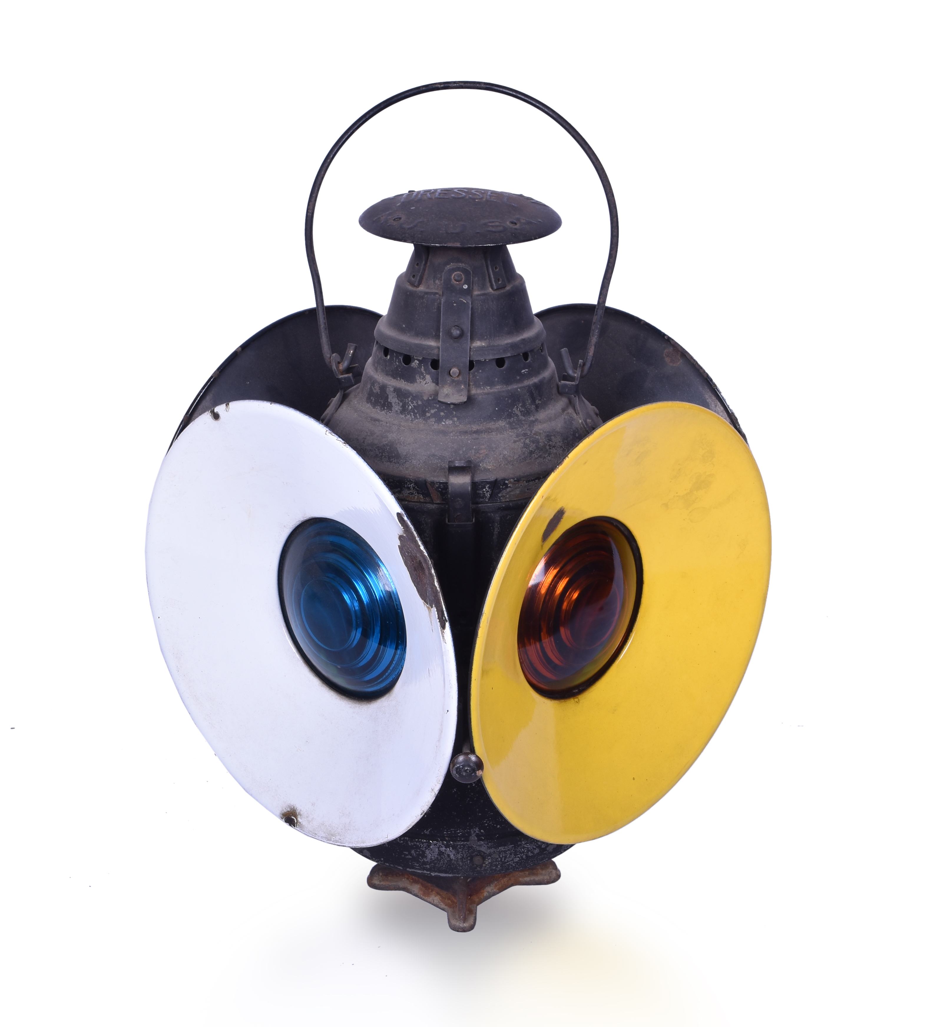 107 - Dressel Railroad Switch Lantern w/ White and Yellow Porcelain Day Targets thumbnail