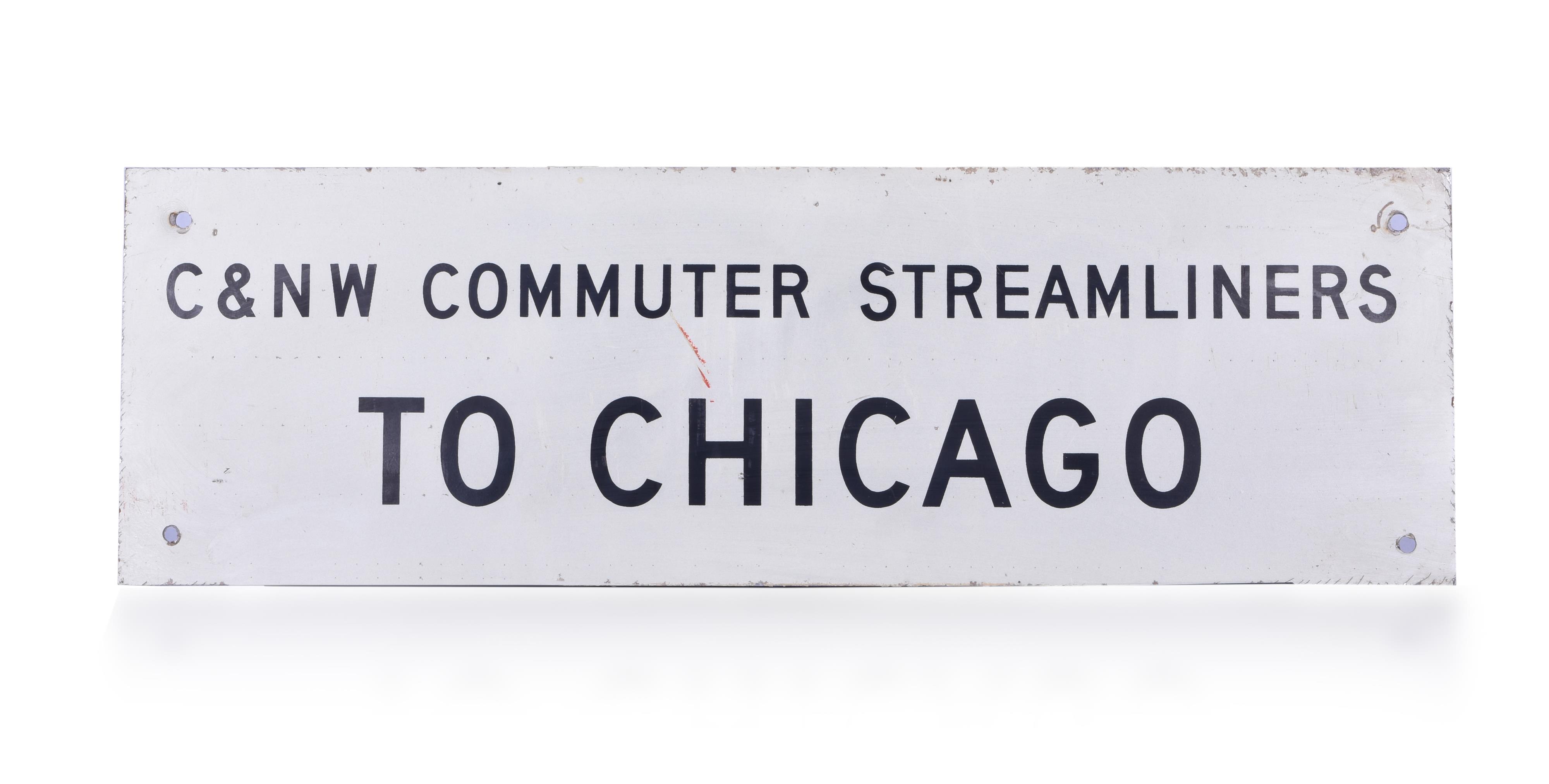 114 - Chicago and Northwestern Railroad Commuter Platform Sign - To Chicago thumbnail