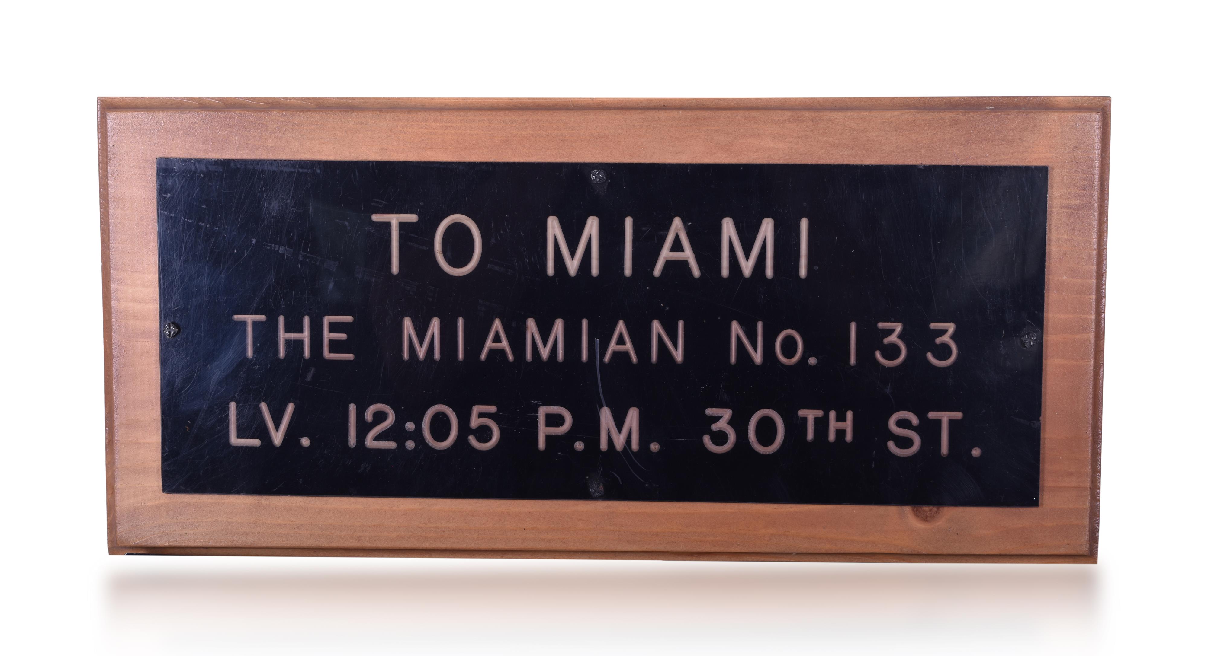 115 - Atlantic Coast Line Railroad Miamian Departure Sign - Philadelphia 30th Street Station thumbnail