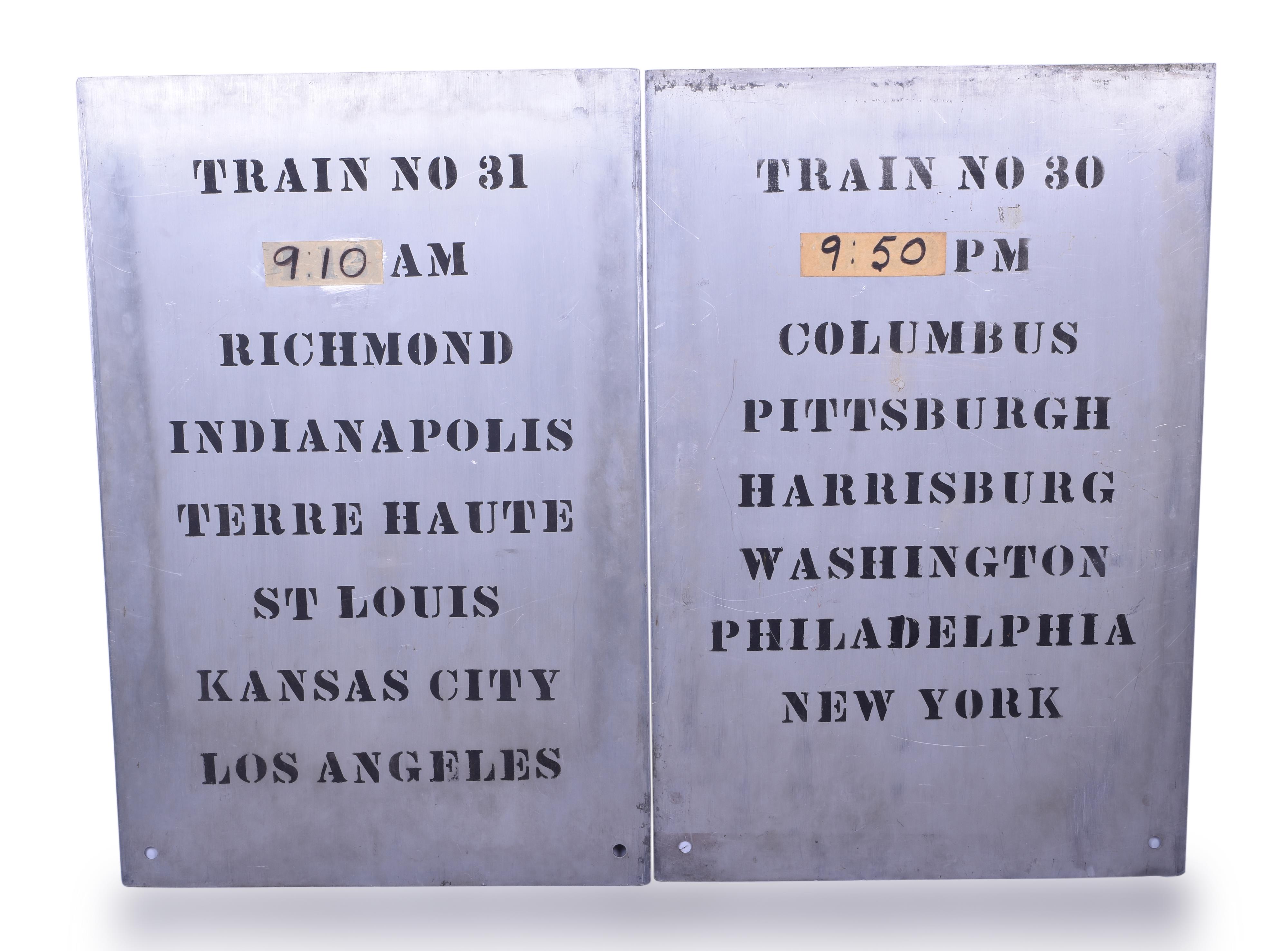 119 - Spirit of St. Louis Passenger Train No. 30 and 31 Aluminum Destination Signs from Dayton Ohio. thumbnail