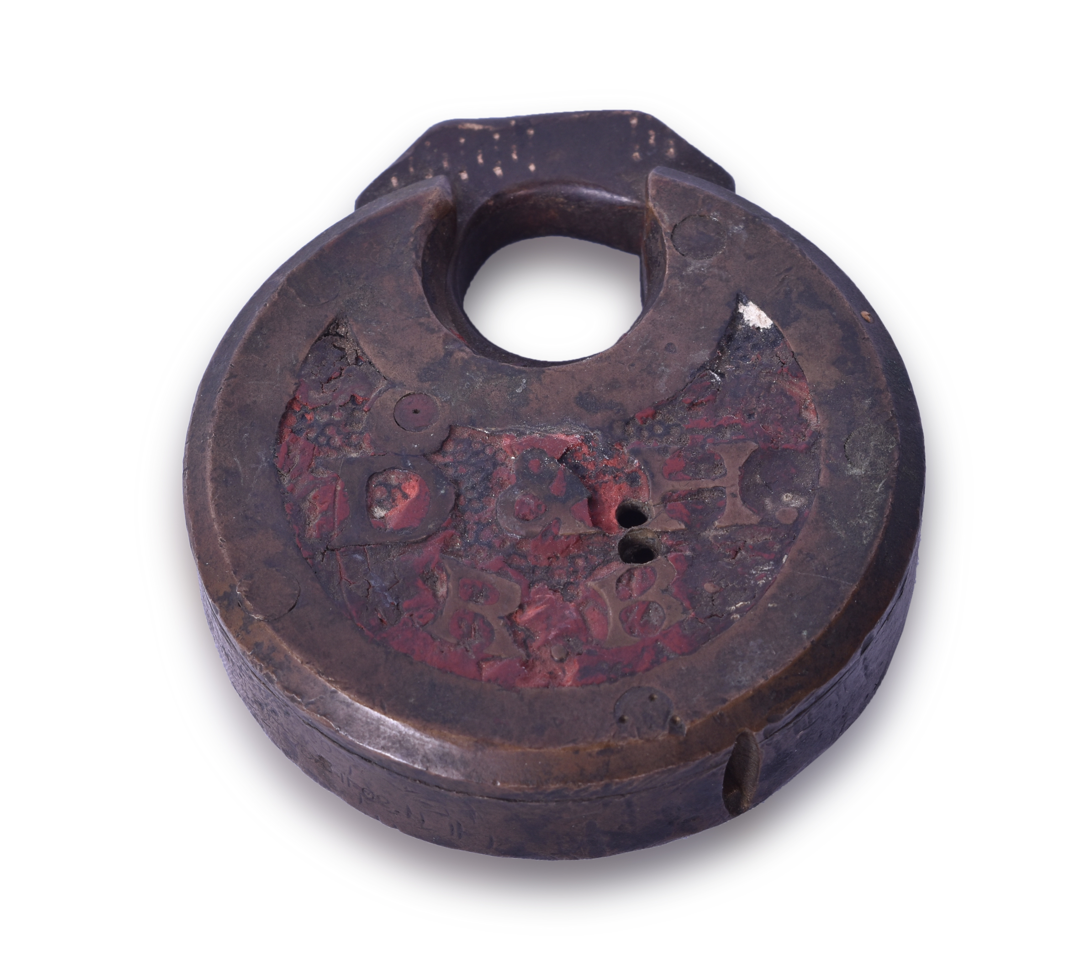147 - Miller Lock Company Delaware and Hudson Railroad Round Brass Six Lever Pancake Lock thumbnail