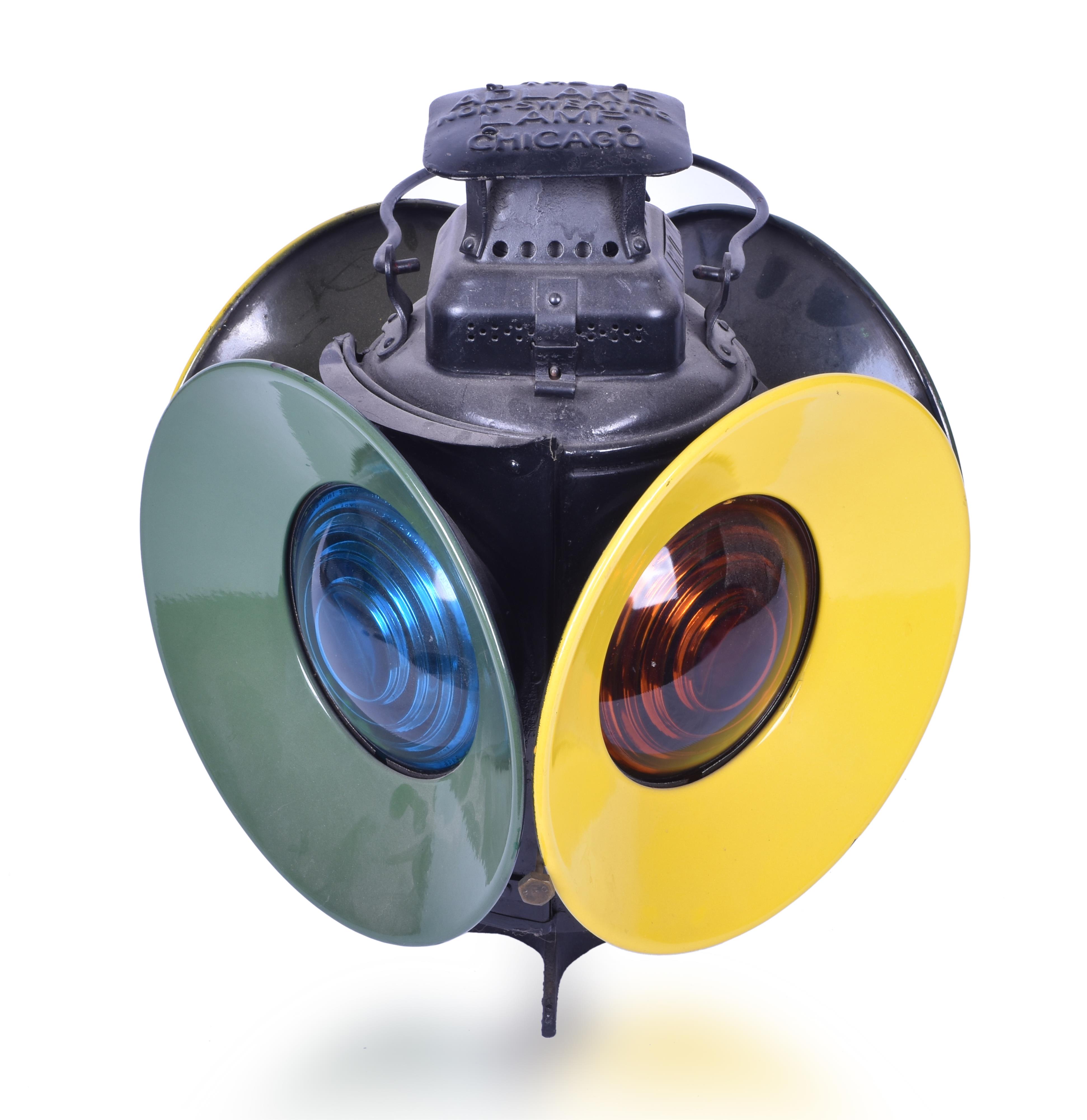 162 - Adlake Restored Baltimore & Ohio Railroad No. 278 Switch Lantern w/ Yellow and Green Day Targets thumbnail