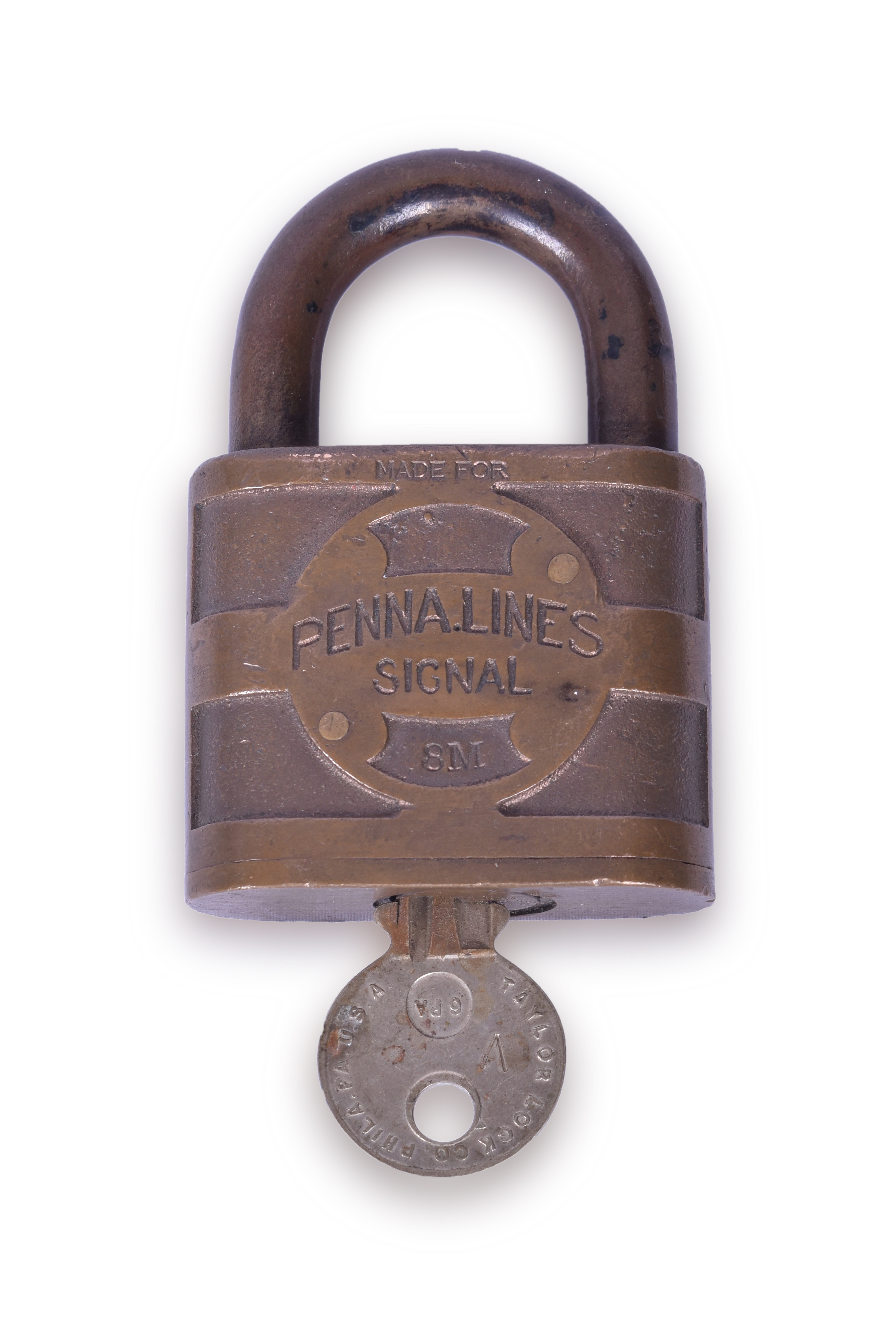 180 - Pennsylvania Lines 8M Brass Signal Lock w/ Key thumbnail