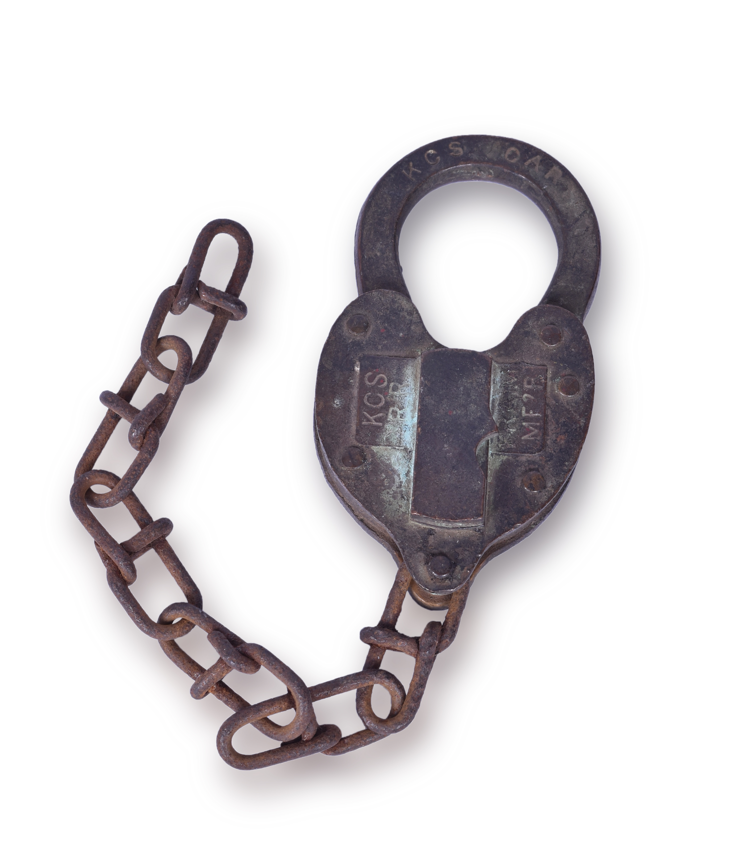 183 - Fraim Kansas City Southern Railroad OAR Brass Heart Shaped Lock thumbnail