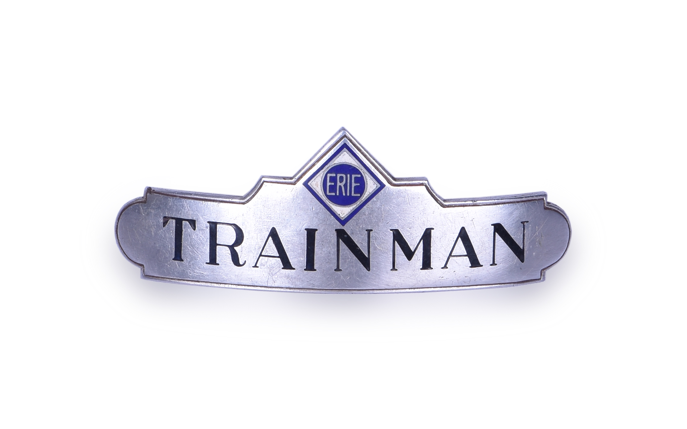 191 - Erie Railroad Trainman Hat Badge - Blue & Black Enamel thumbnail