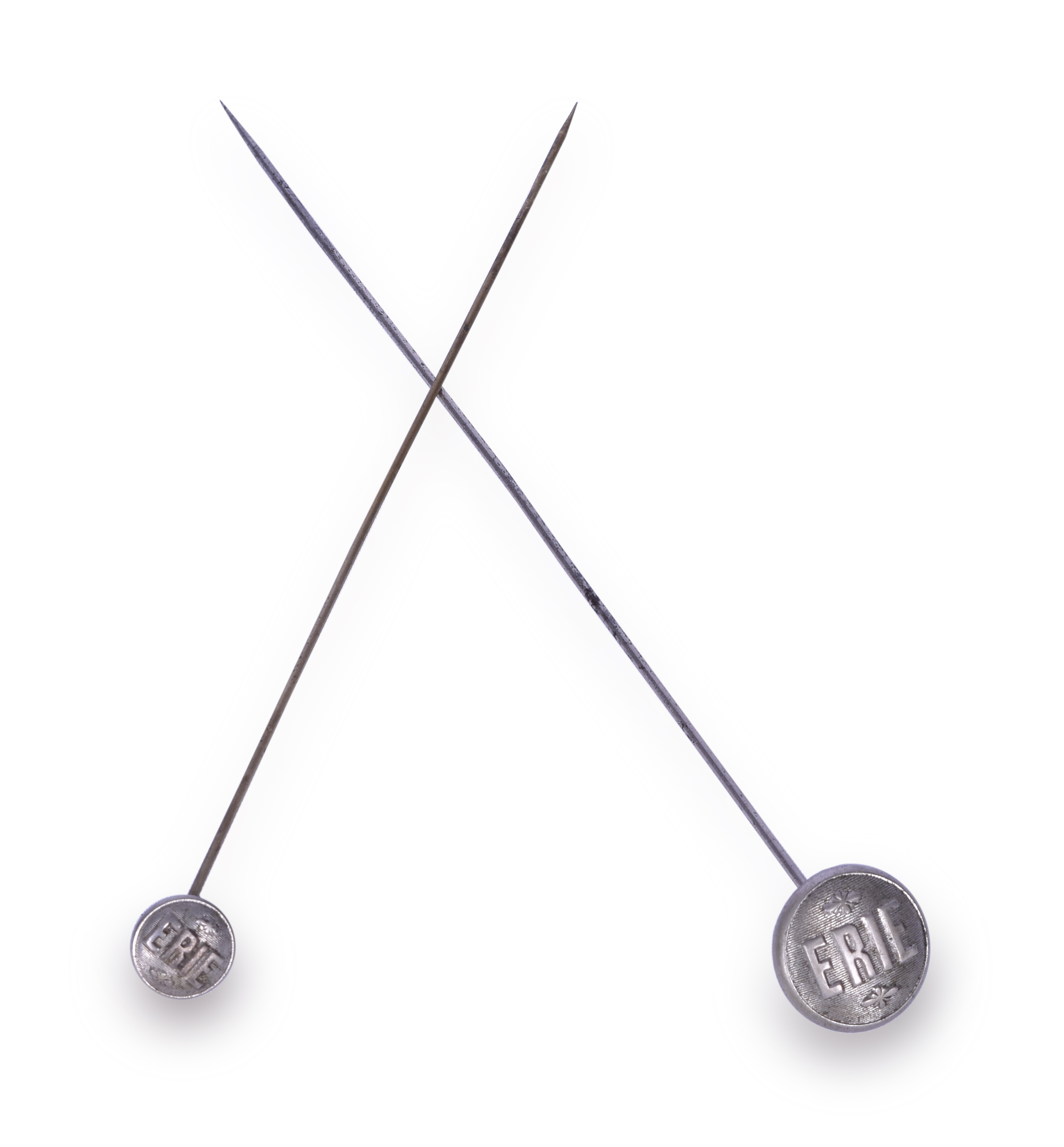 195 - Pair of Scovill Manufacturing Erie Railroad Buttons w/ Long Pins thumbnail