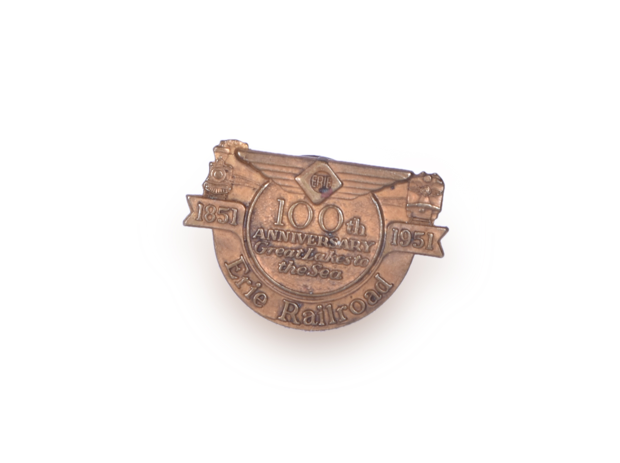 203 - Erie Railroad 100th Anniversary Screw Back Pin- 1851-1951 thumbnail