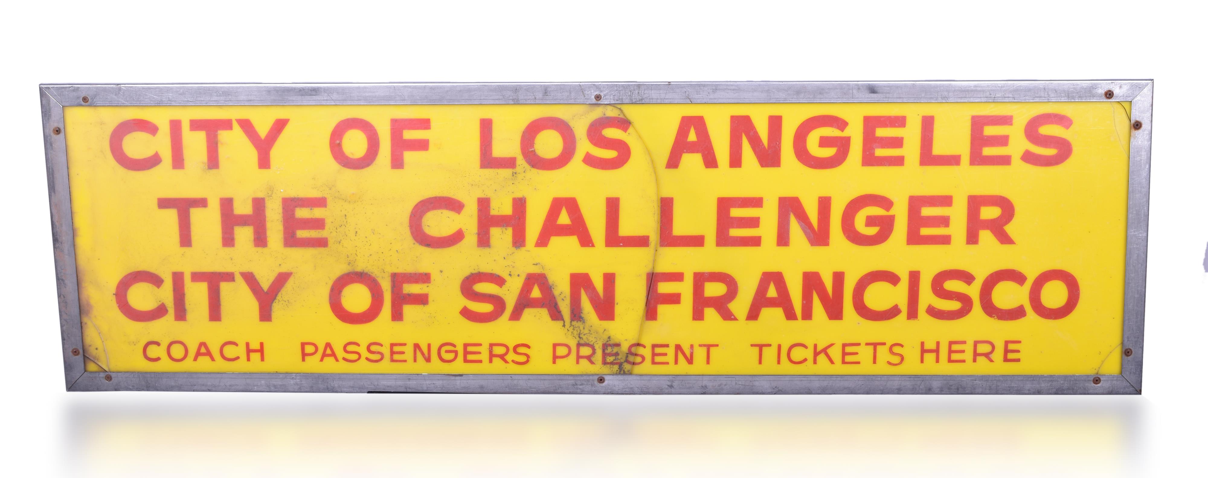 204 - Union Pacific Railroad City of Los Angeles / The Challenger / City of San Francisco Gate Sign thumbnail