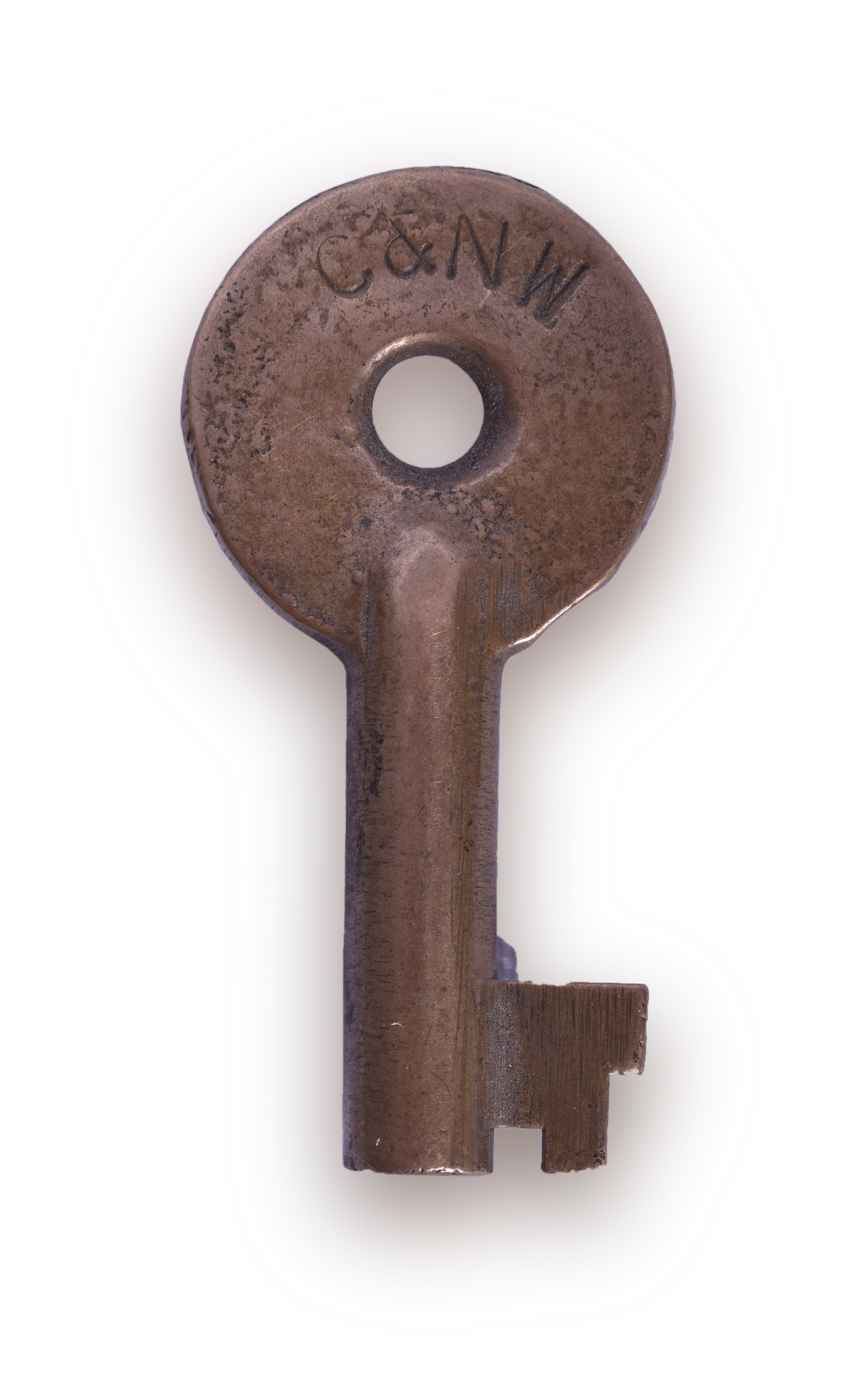 210 - Chicago and Northwestern Railroad Adlake Brass Key - Adlake Cast Into Key thumbnail