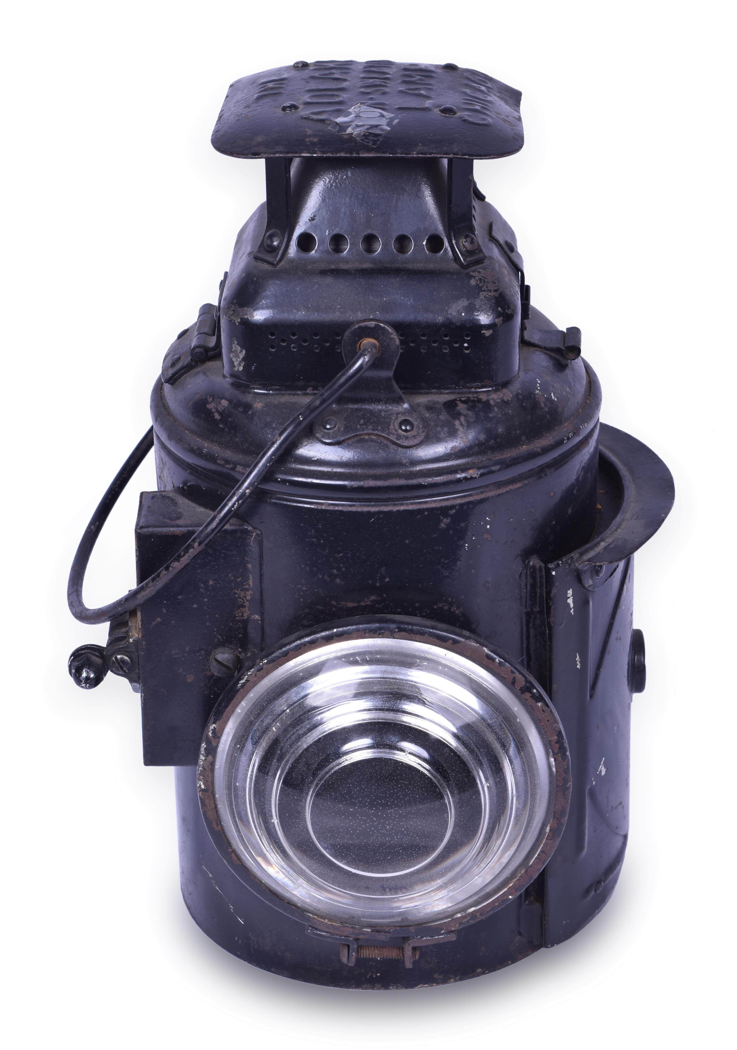 240 - Adlake Railroad No. 252 Locomotive Classification Lamp w/ Paper Inspection Tag thumbnail