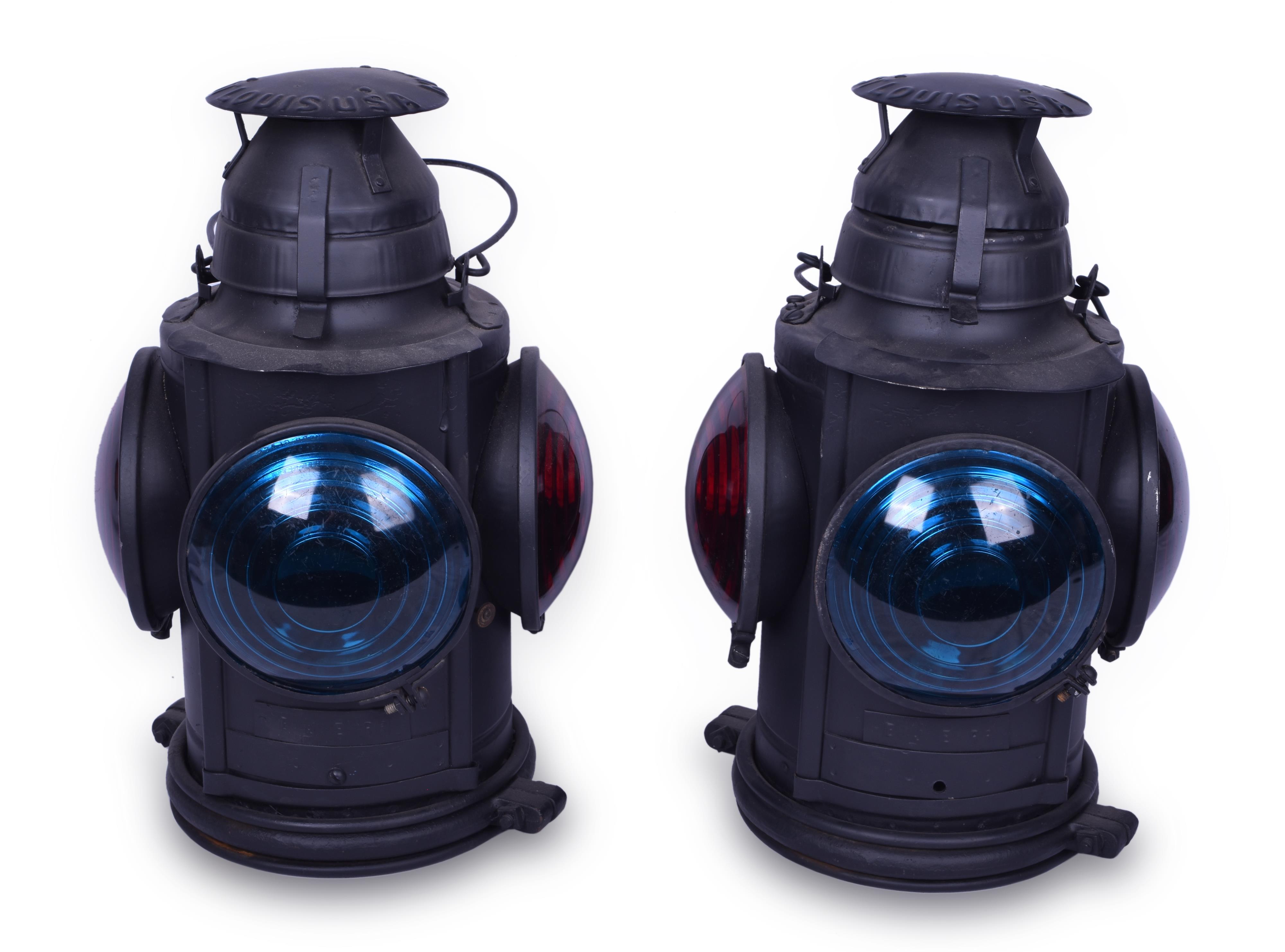 248 - Pair of Restored Handlan No. 79 Elgin, Joliet & Eastern (EJ&E) Caboose Marker Lanterns thumbnail