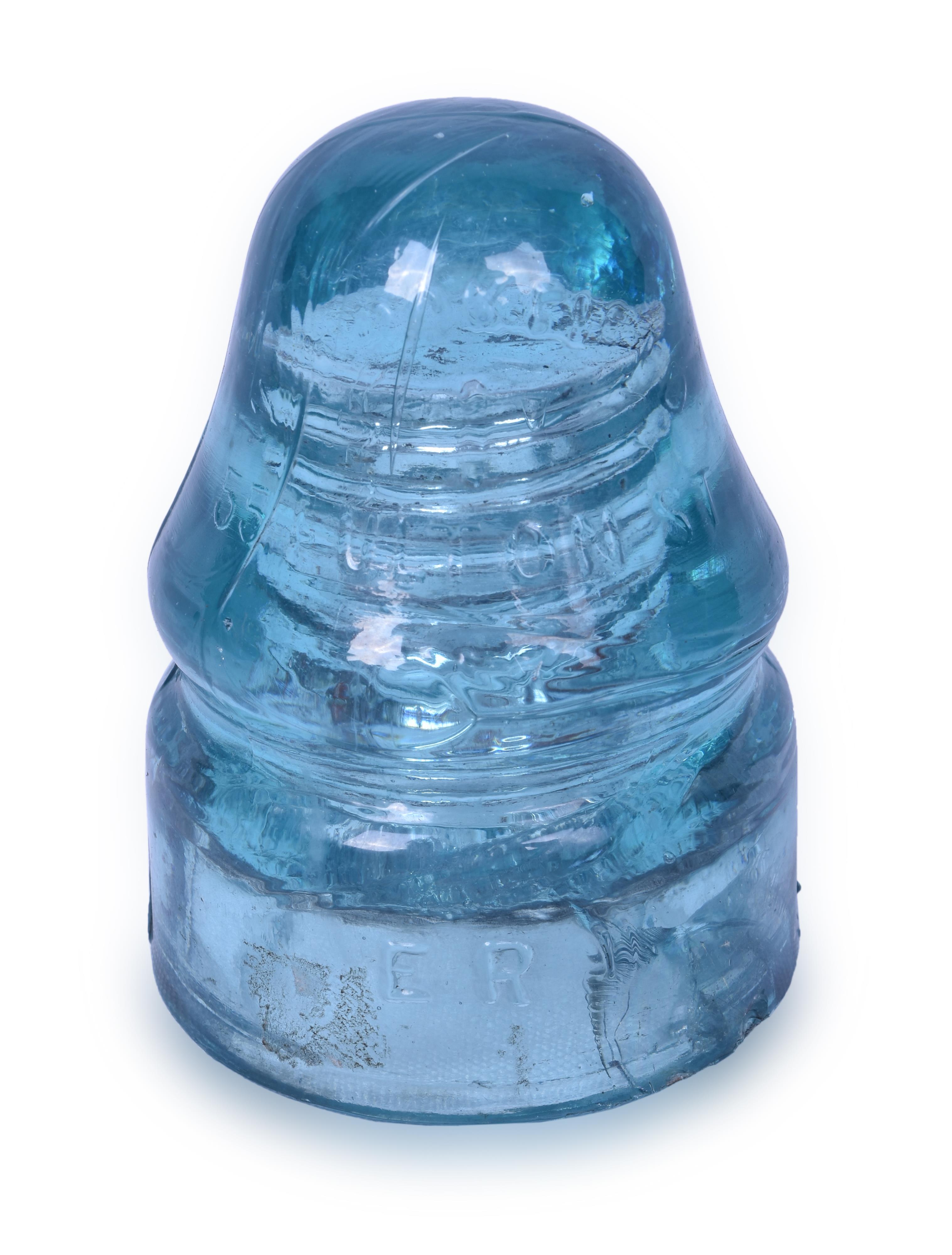 250 - Early Cauvets Glass Insulator - Erie Railroad thumbnail