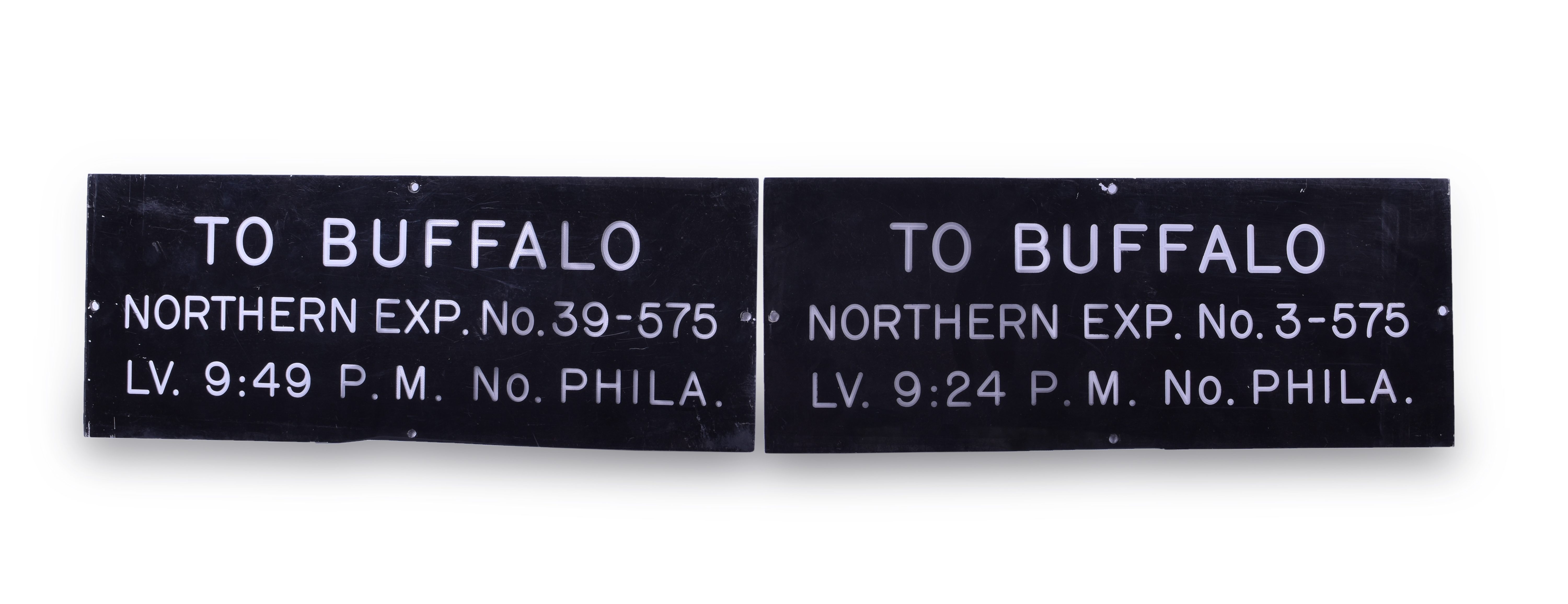 256 - Pennsylvania Railroad Pair of Northern Express Passenger Train Departure Signs - North Philadelphia thumbnail