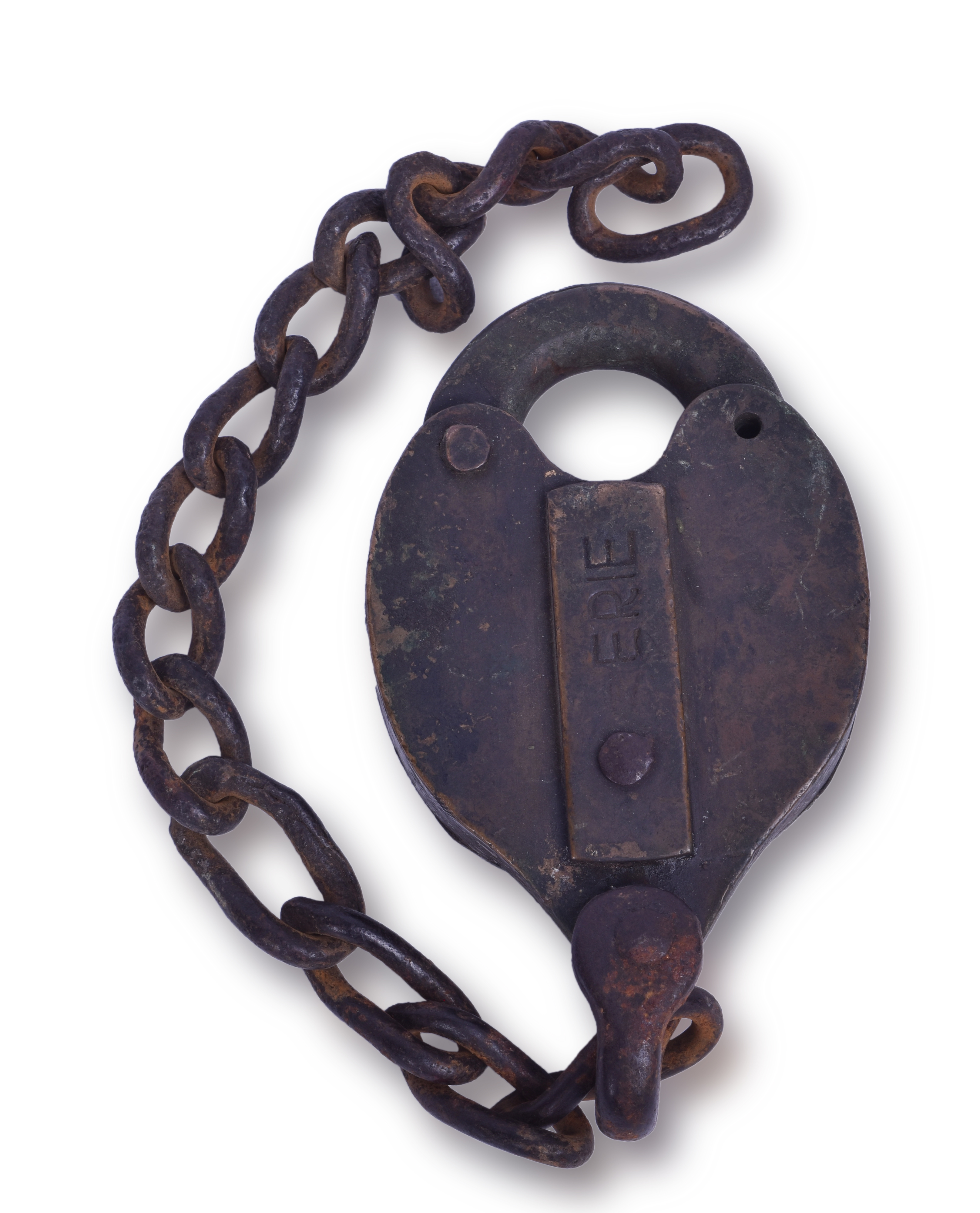 279 - Erie Railroad Brass Heart Shaped Lock. thumbnail