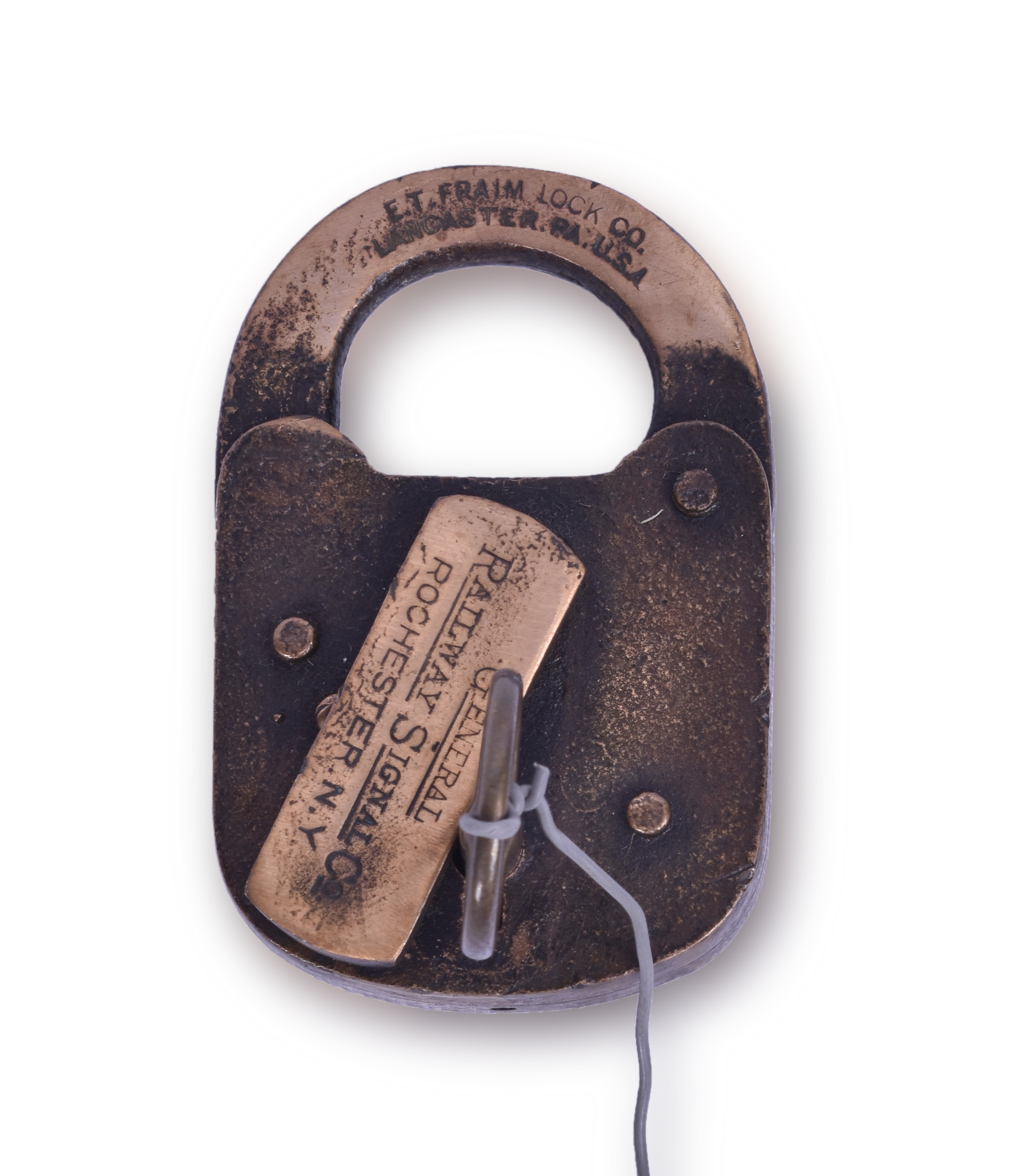 280 - General Railway Signal Co. E.T. Fraim Brass Railroad Lock w/ Key thumbnail