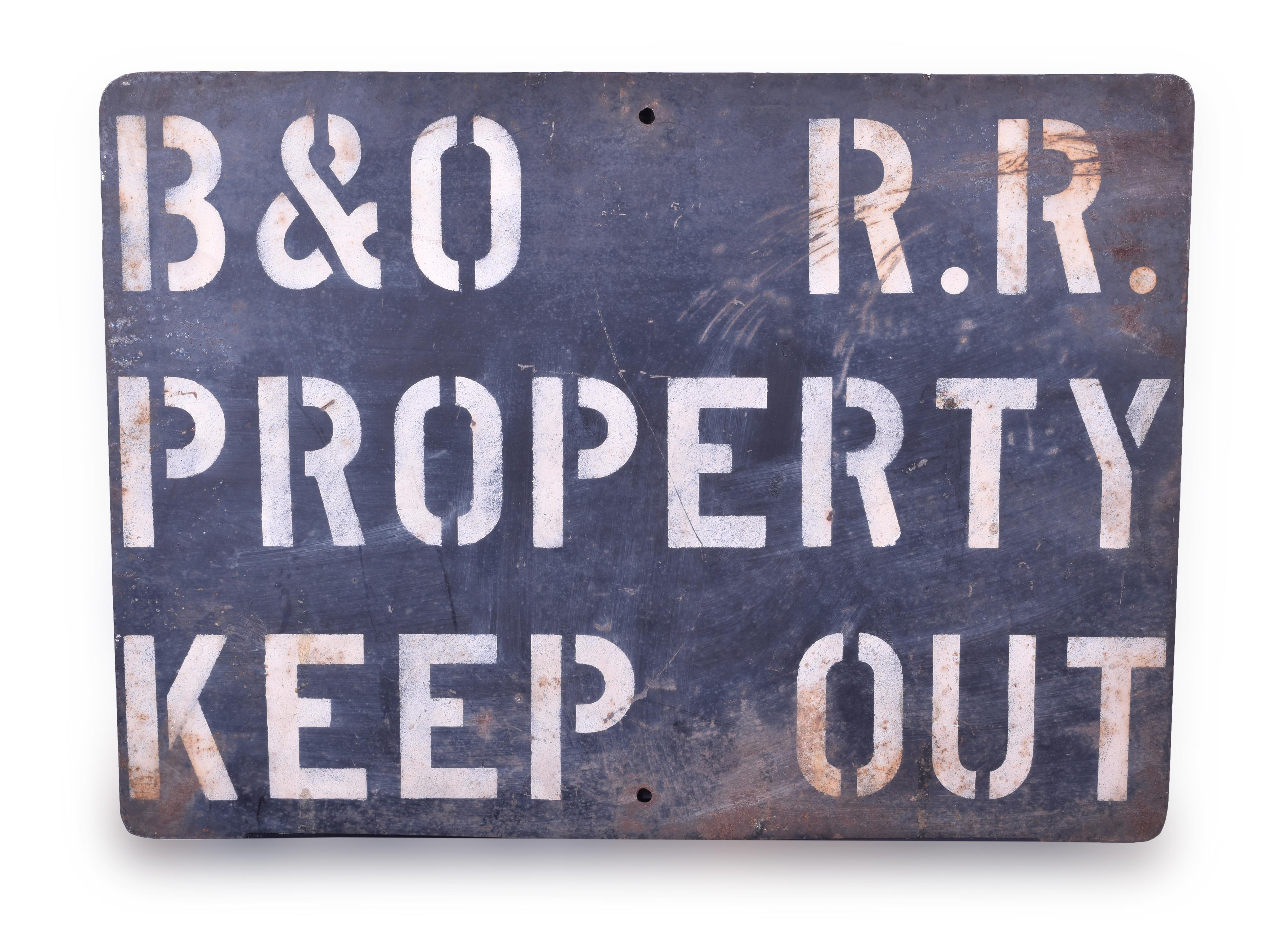 300 - Baltimore and Ohio Railroad Property Steel / Painted Sign thumbnail