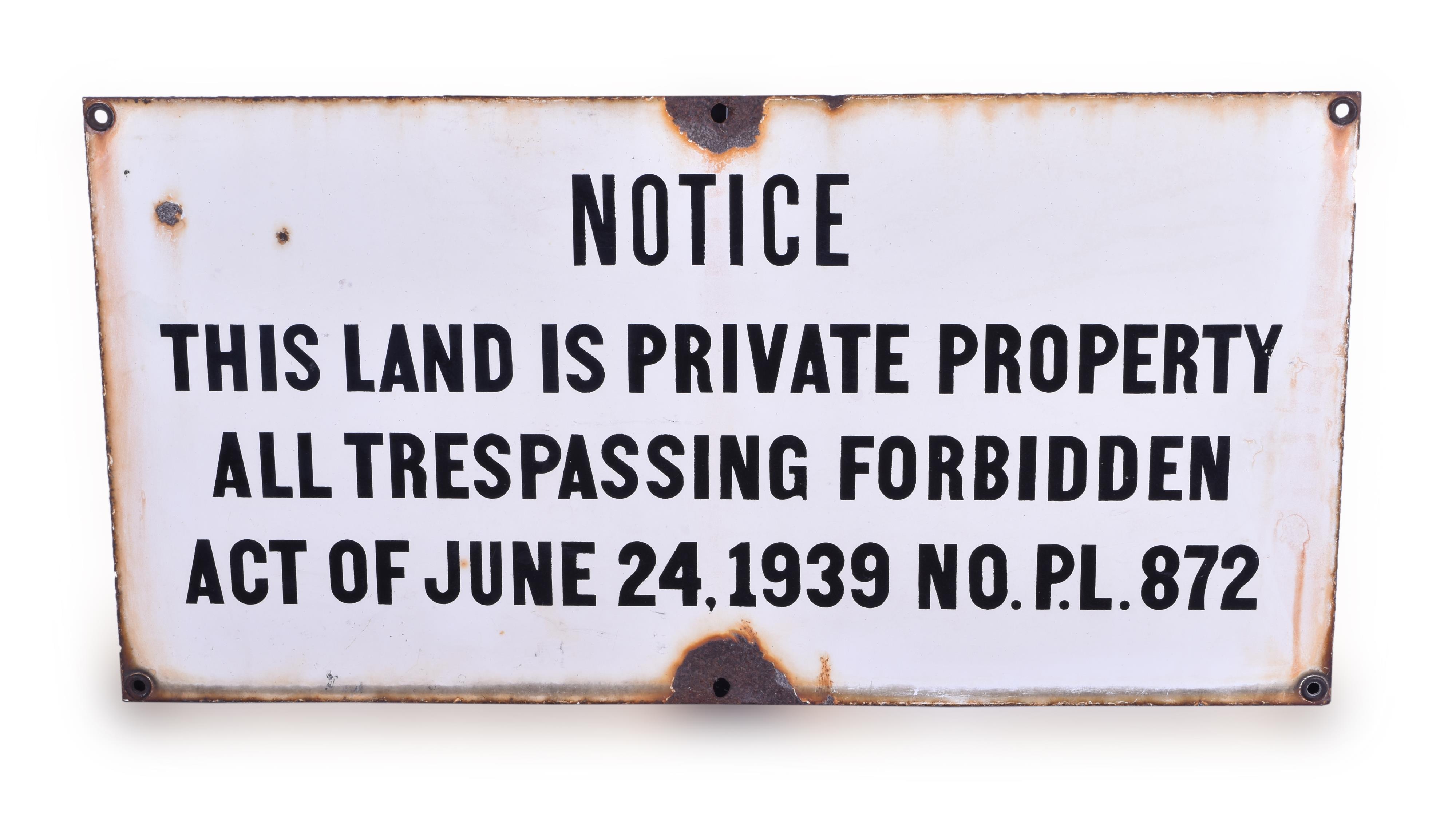309 - Private Property Trespassing Porcelain Sign thumbnail