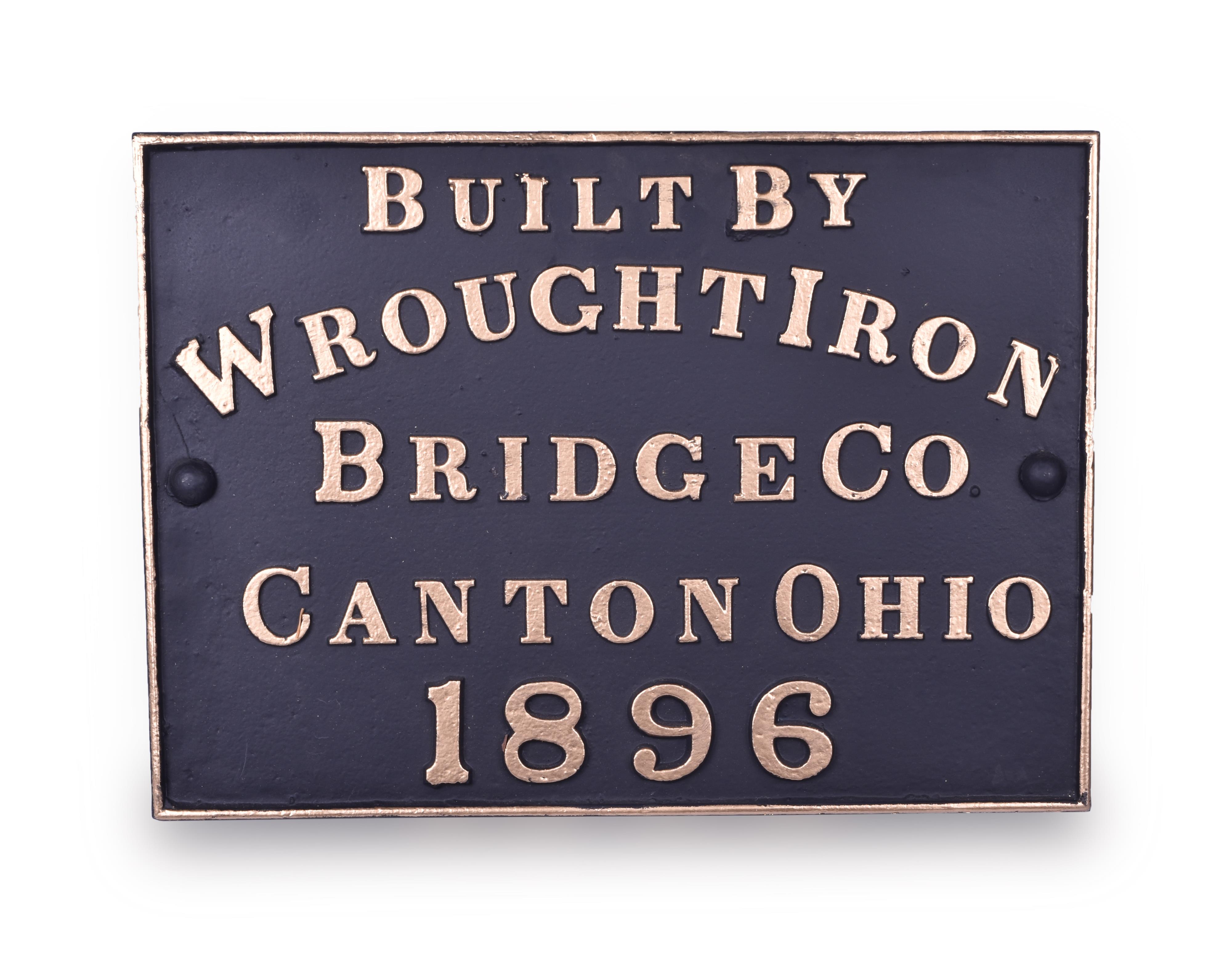 325 - Wrought Iron Bridge Co 1896 Cast Iron Builders Plate thumbnail
