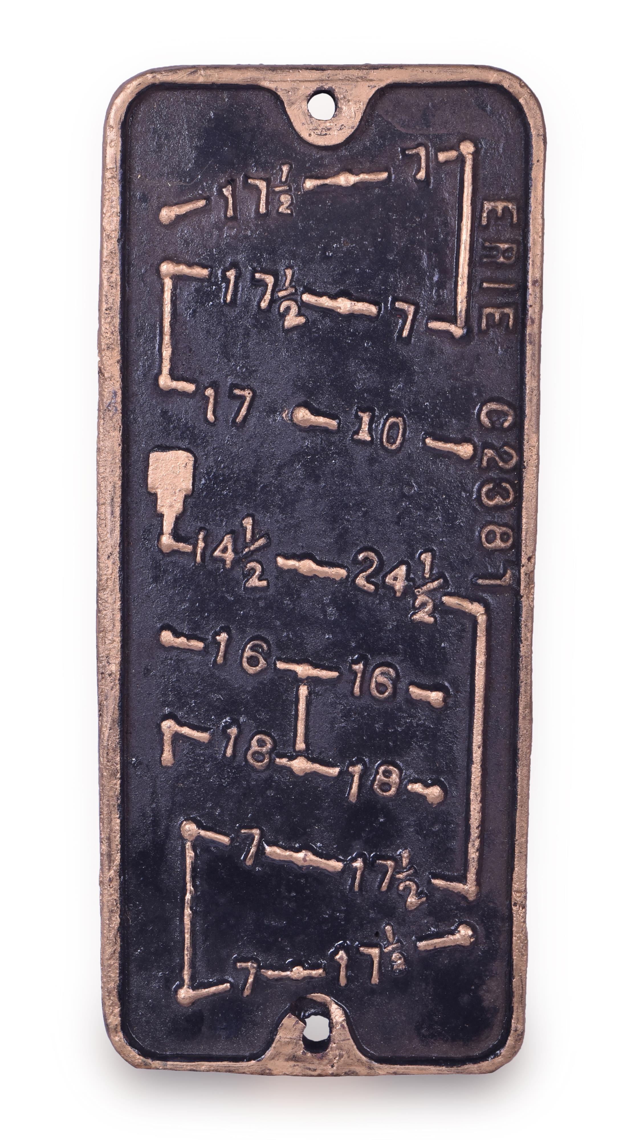 326 - Erie Railroad C2387 Air Brake Diagram Cast Iron Plate thumbnail