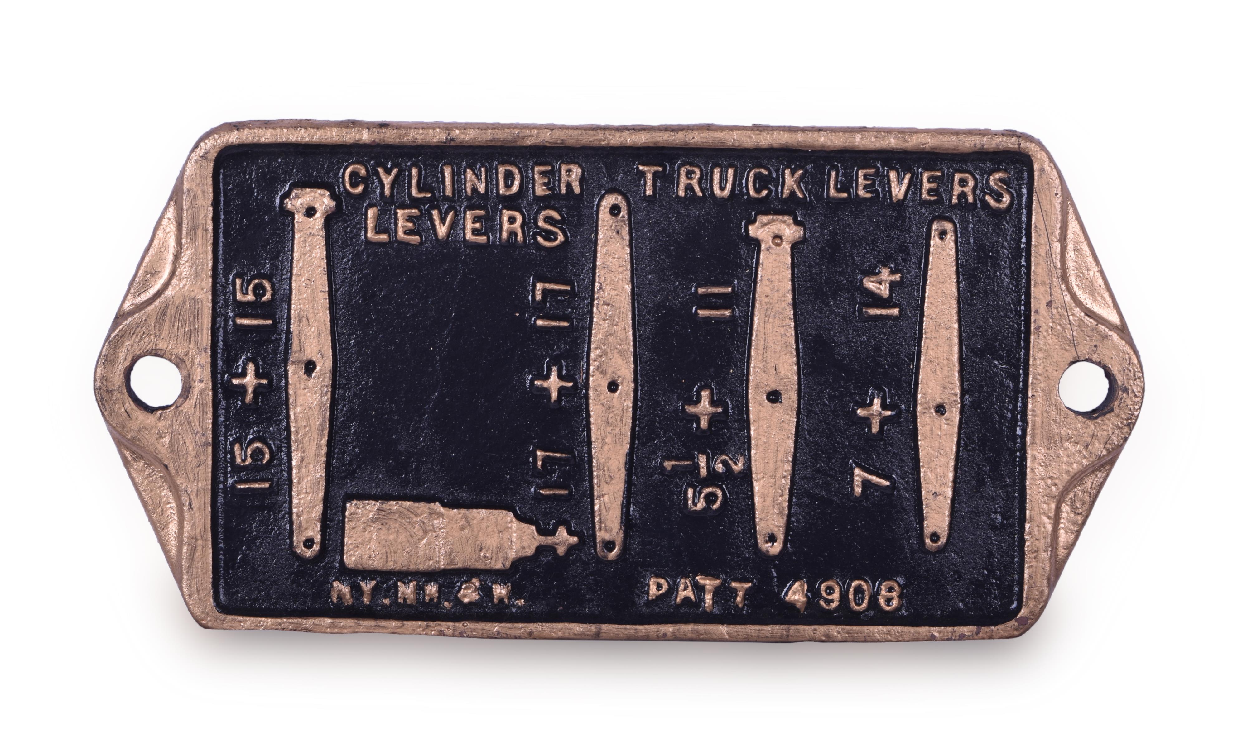 327 - New York, New Haven & Hartford Railroad 4908 Air Brake Cylinder and Truck Lever Diagram Cast Iron Plate thumbnail
