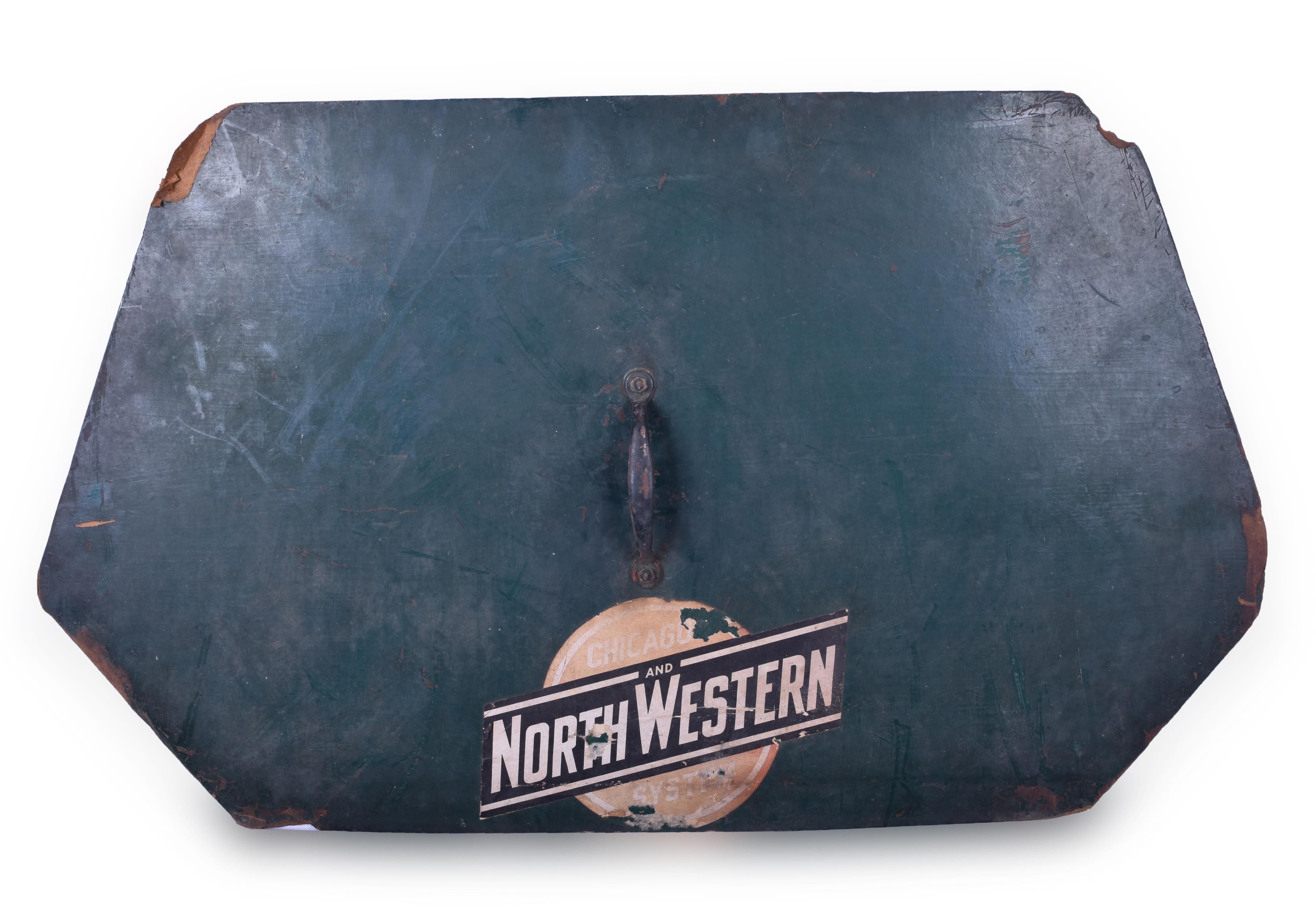 328 - Chicago and Northwestern Railroad Green Cover Plate w/ Handle thumbnail