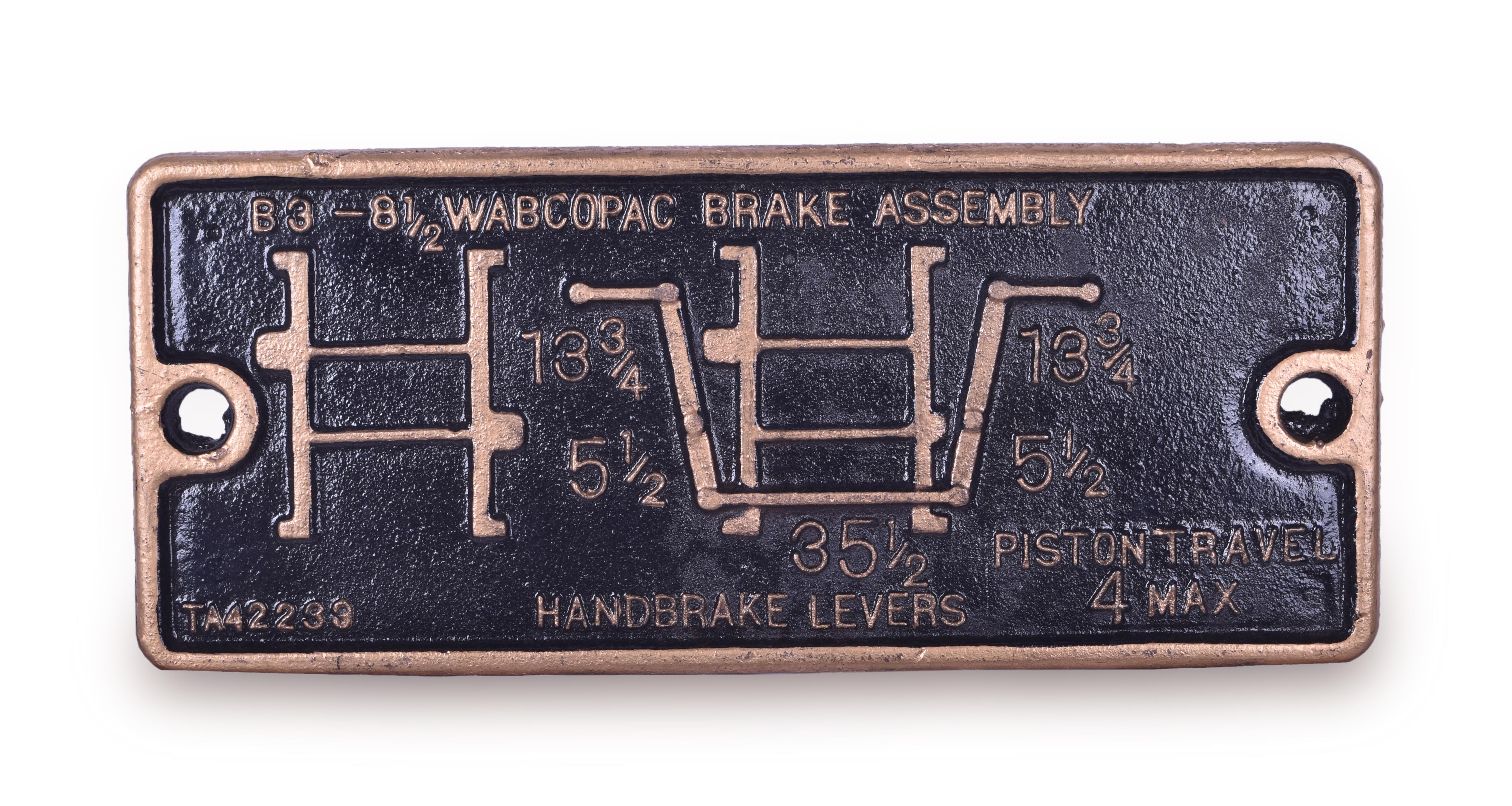 330 - Wabco Hand Brake Assembly B3 8 1/2 Cast Iron Plate thumbnail