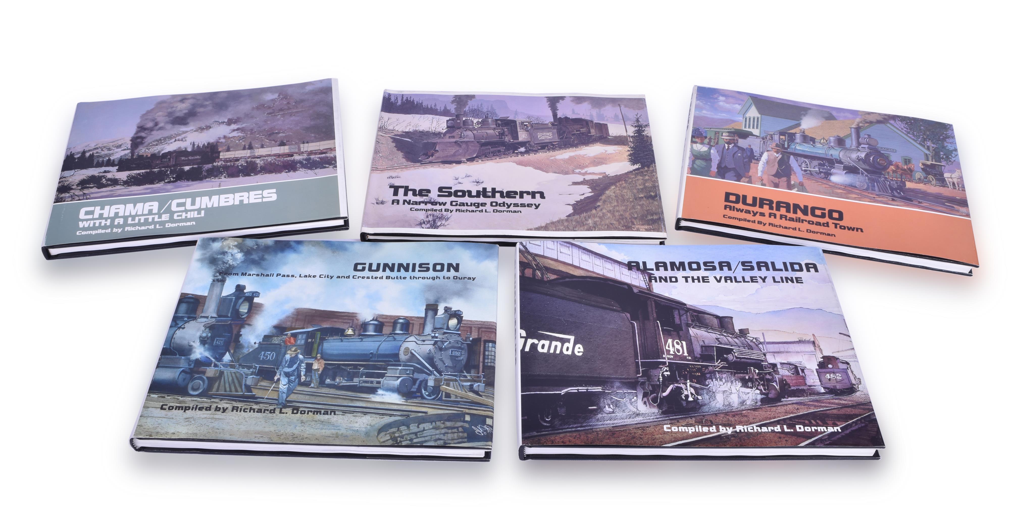 349 - Five Richard Dorman Narrow Gauge Railroad Books - Alamosa / Salida, Gunnison, Durango, The Southern, and Chama / Cumbers thumbnail