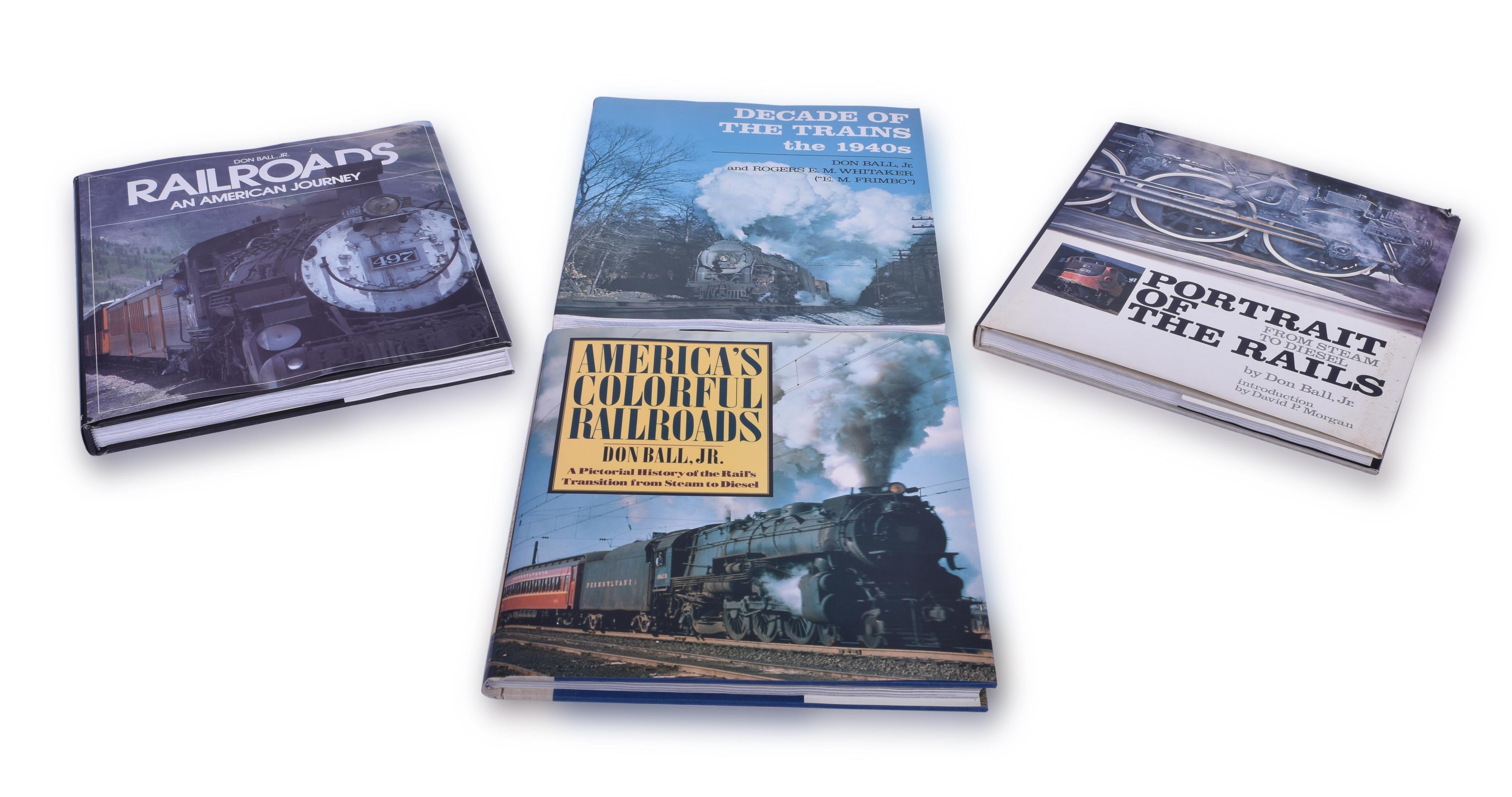 381 - Four Don Ball Railroading Books. Includes Railroads An American Journey, Decade of the Trains 1940s, Portrait of the Rails, and America's Colorful Railroads thumbnail