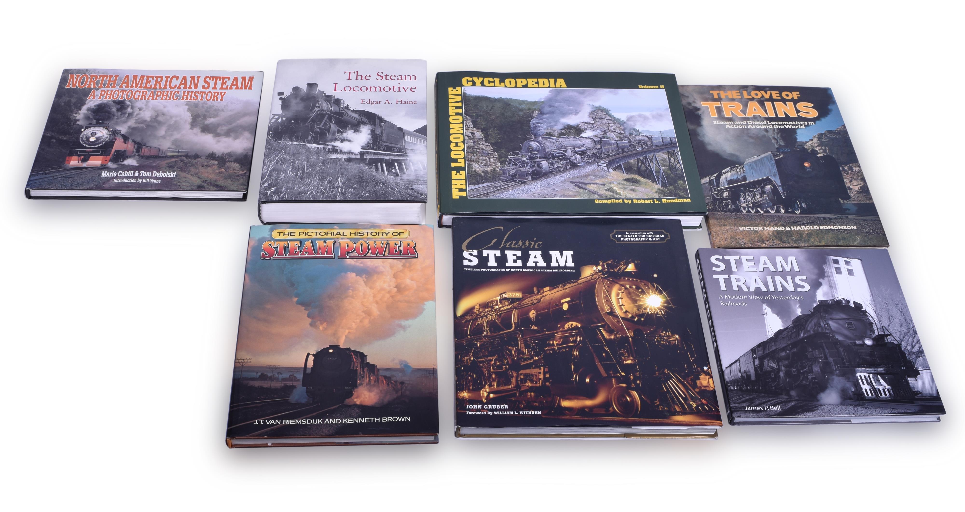 411 - Seven Steam locomotive and Railroading Books thumbnail