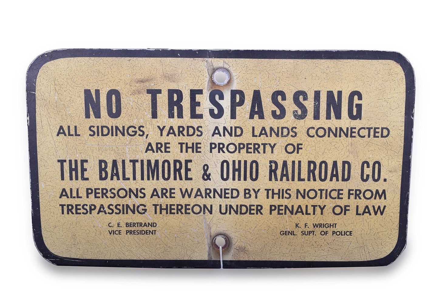 4 - Baltimore and Ohio Railroad No Trespassing Metal Sign thumbnail
