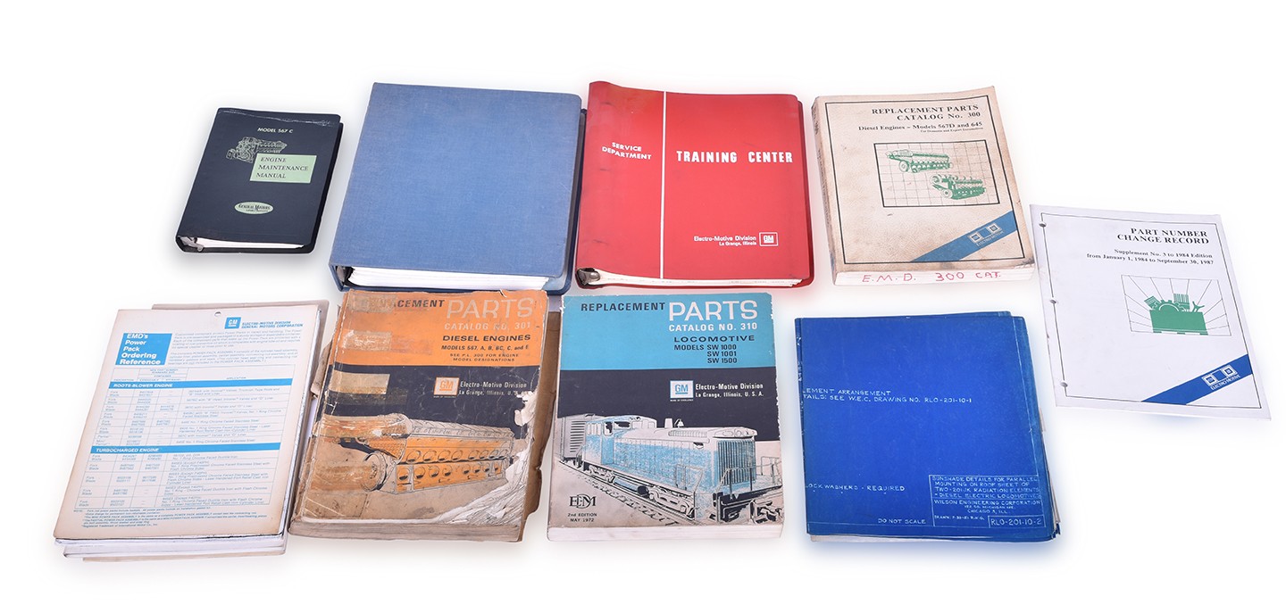 13 - This group of EMD / Electro-Motive / General Motors Maintenance and Parts Books, Plus Westinghouse Diagrams, and Blue Prints thumbnail