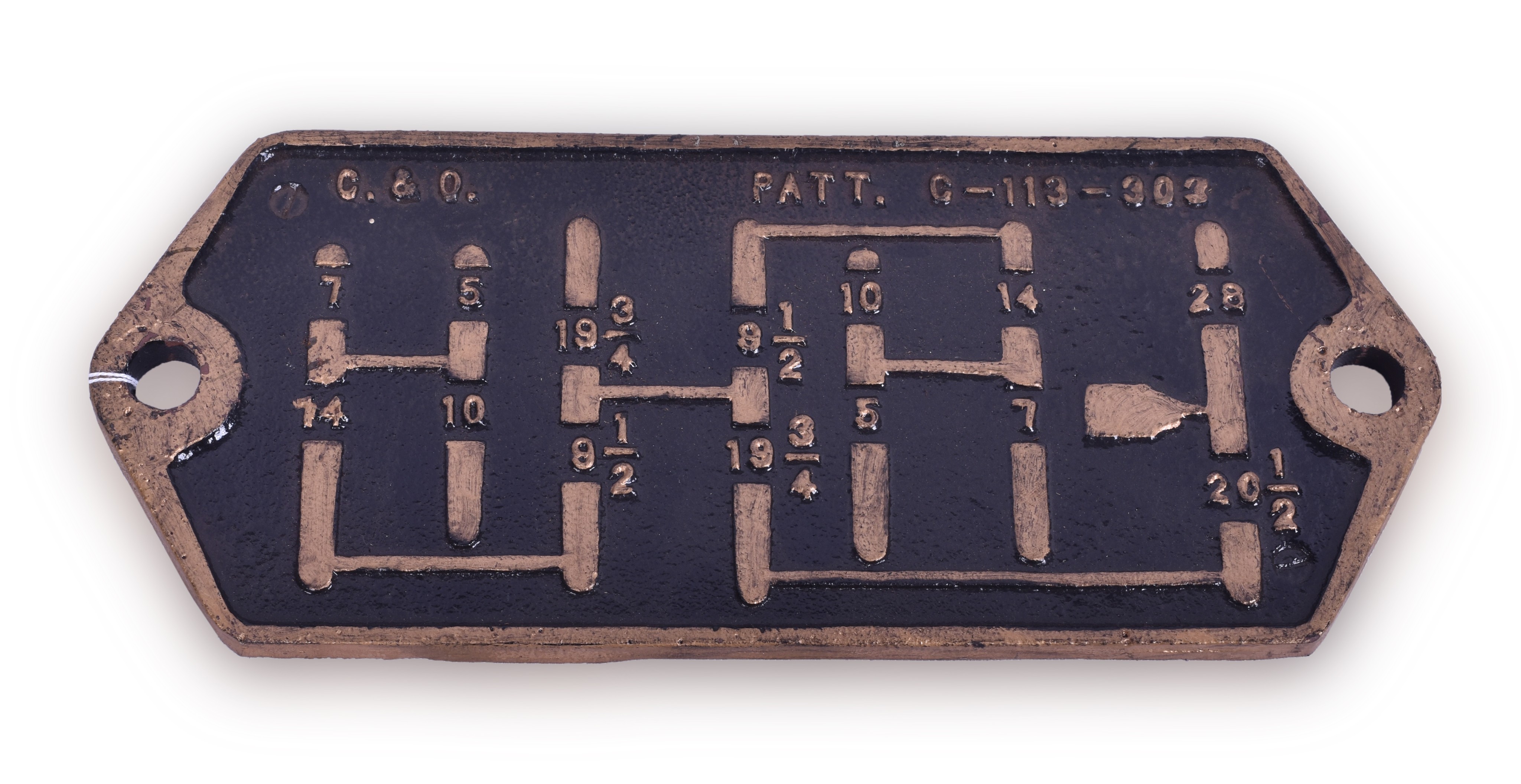 20 - Chesapeake and Ohio Railroad C-14316 ACF Air Brake Diagram Cast Iron Plate. thumbnail