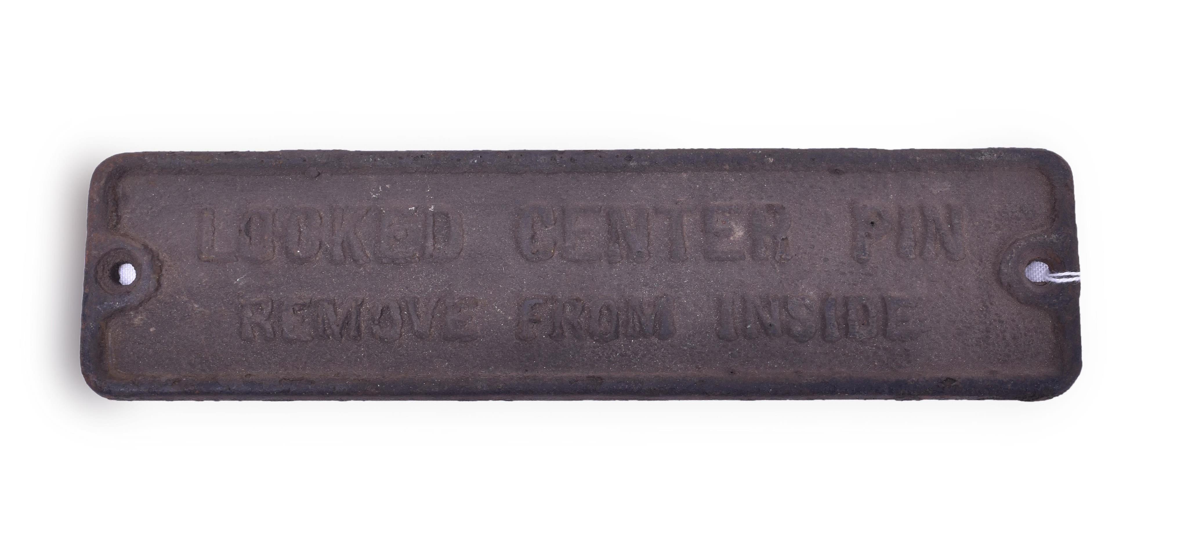 30 - Railroad Passenger Car Truck Locked Center Pin Cast Iron Railroad Plate thumbnail