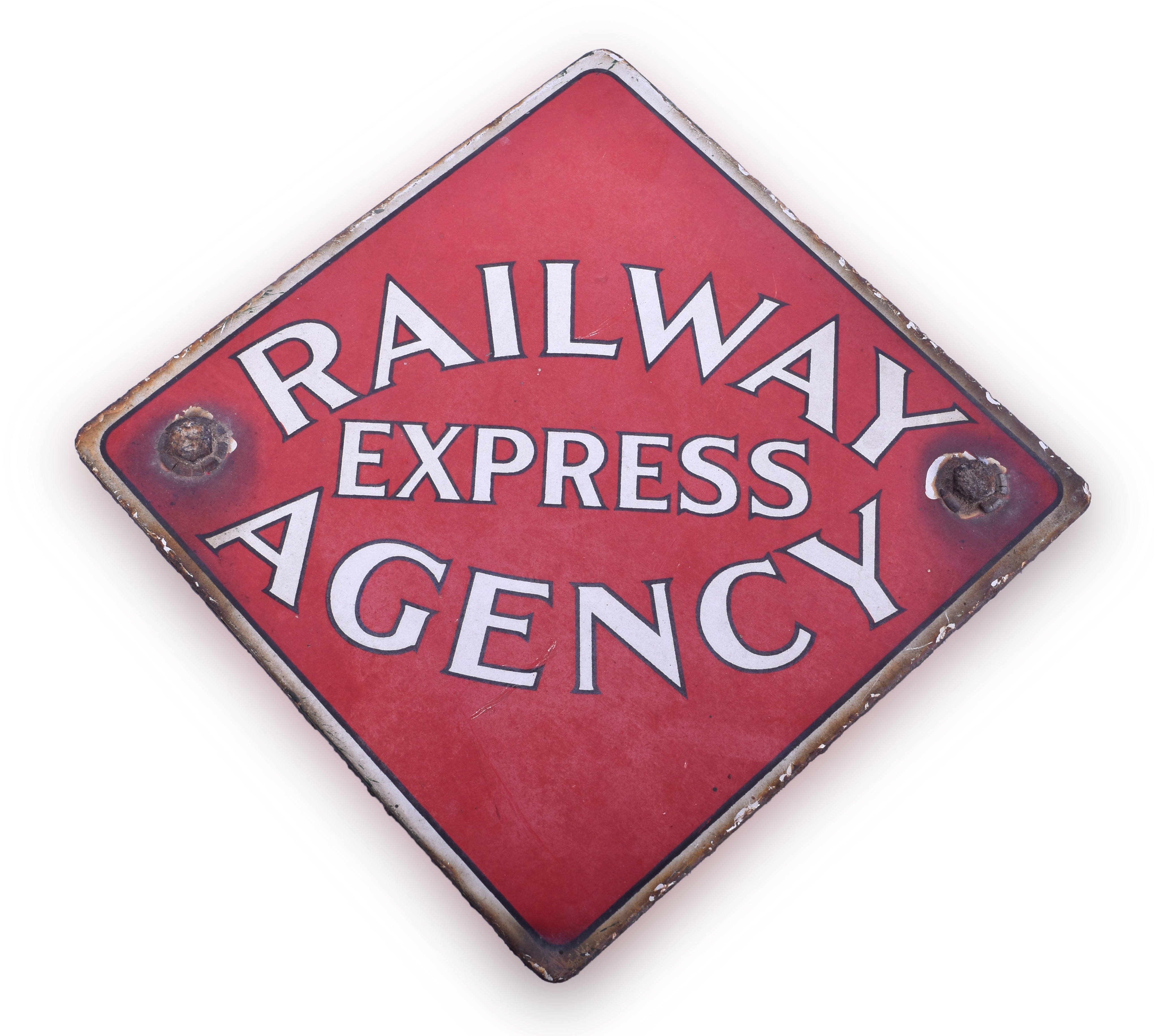 34 - Porcelain Railway Express Agency Baggage Cart End Sign thumbnail