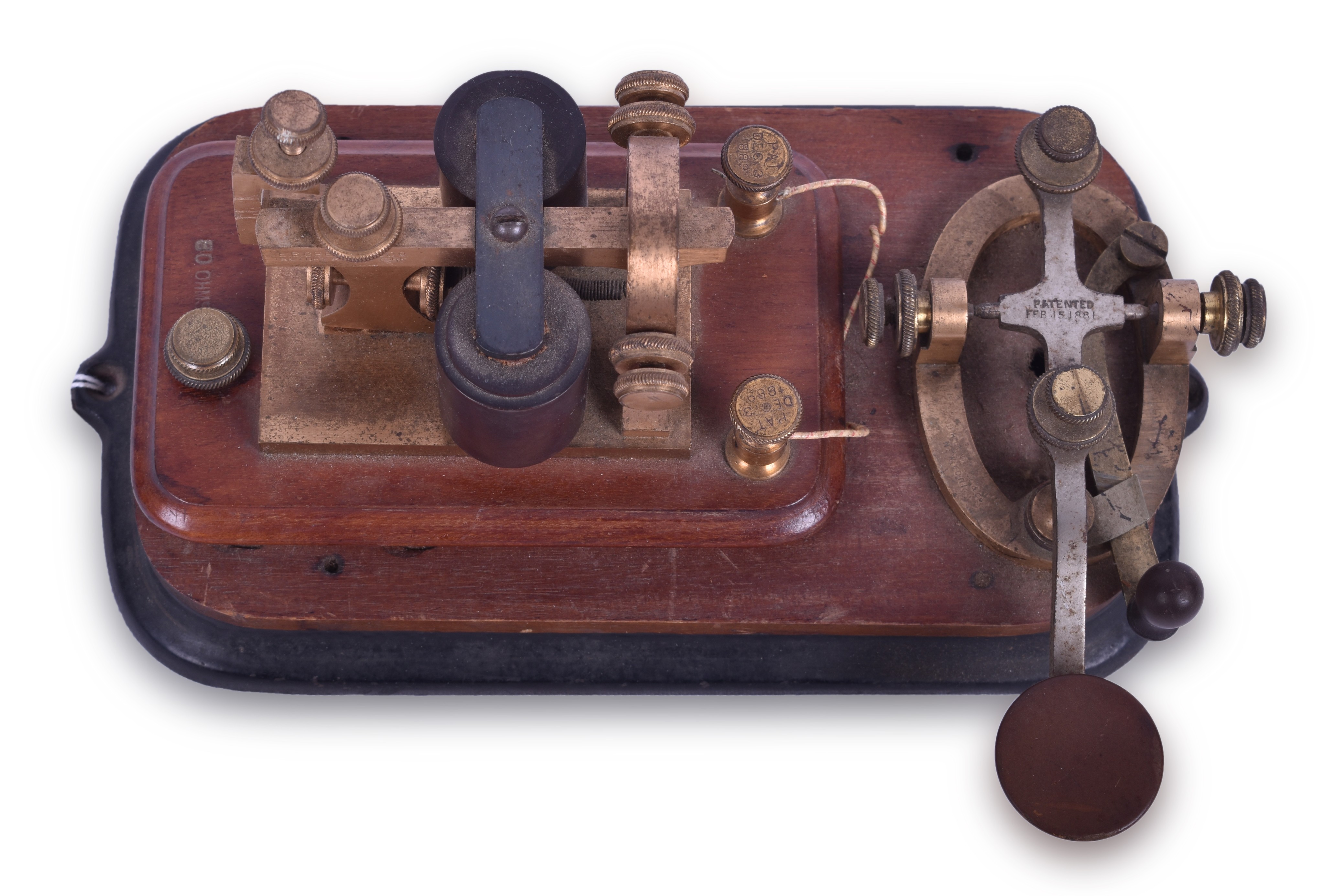 46 - J.H. Bonnell Telegraph Key on Board w/ E.S. Greeley & Co. Sounder thumbnail