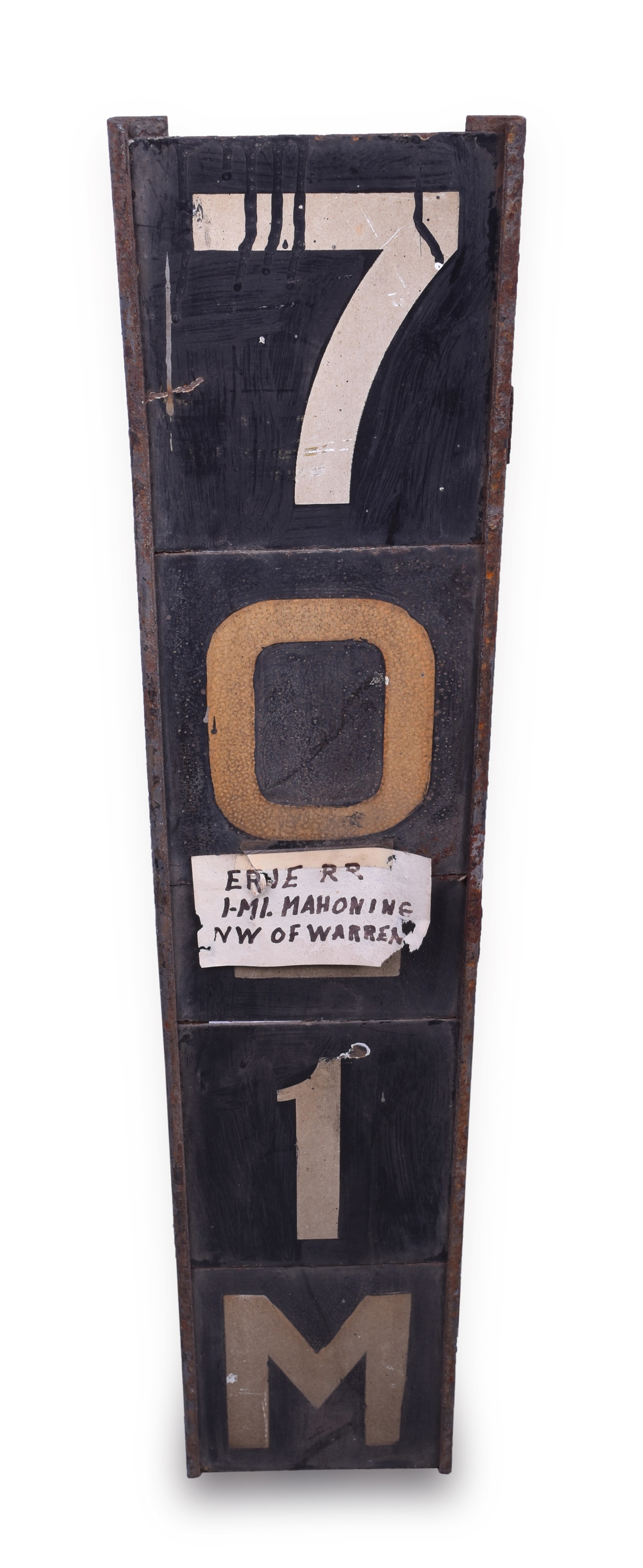 58 - Erie Railroad Signal Marker w/ Porcelain Numbers & Bracket. thumbnail