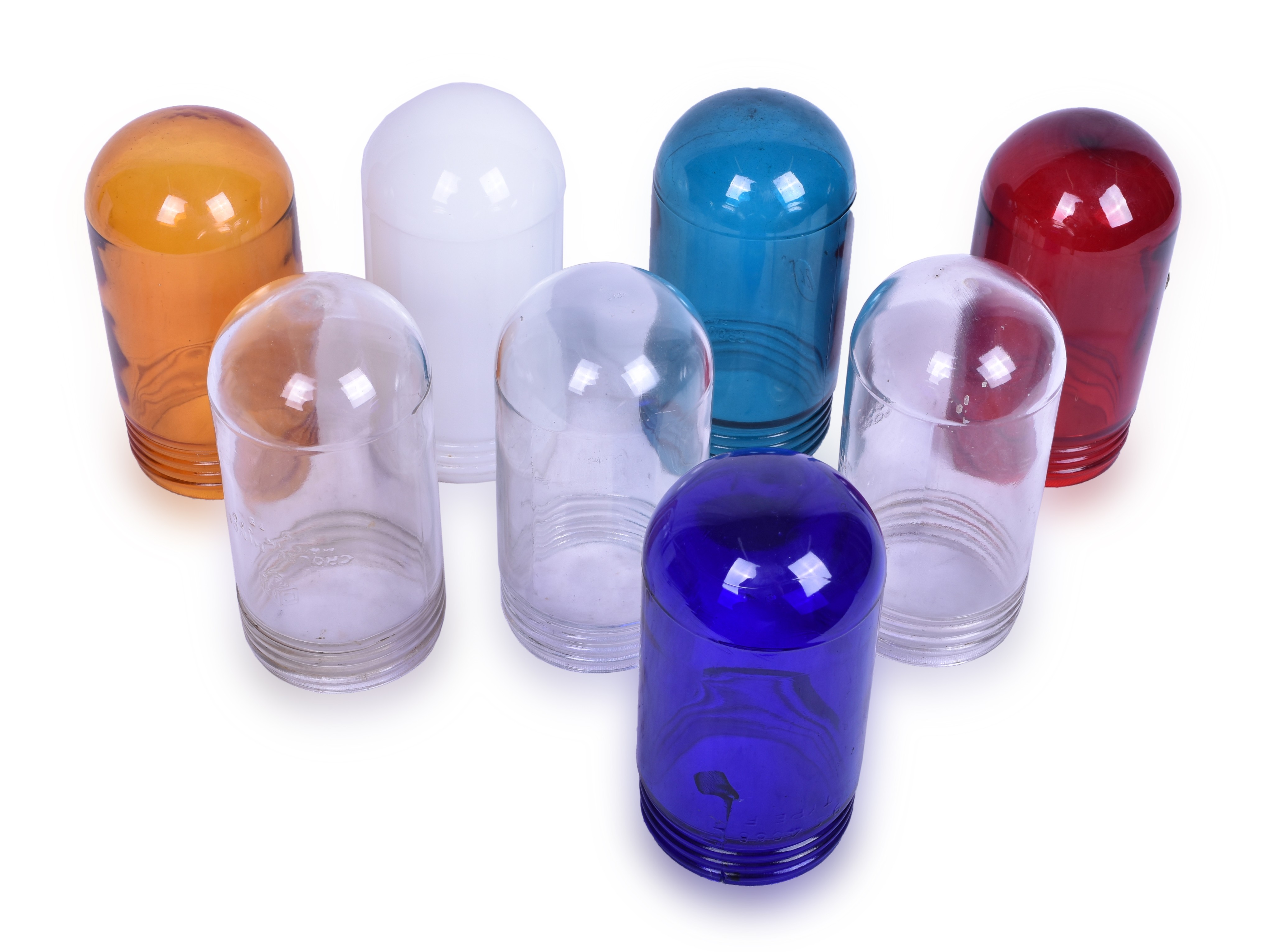 70 - Group of 8 Crouse Hinds, Killark, and Type F Glass Globes for Explosion Proof Type Lights thumbnail