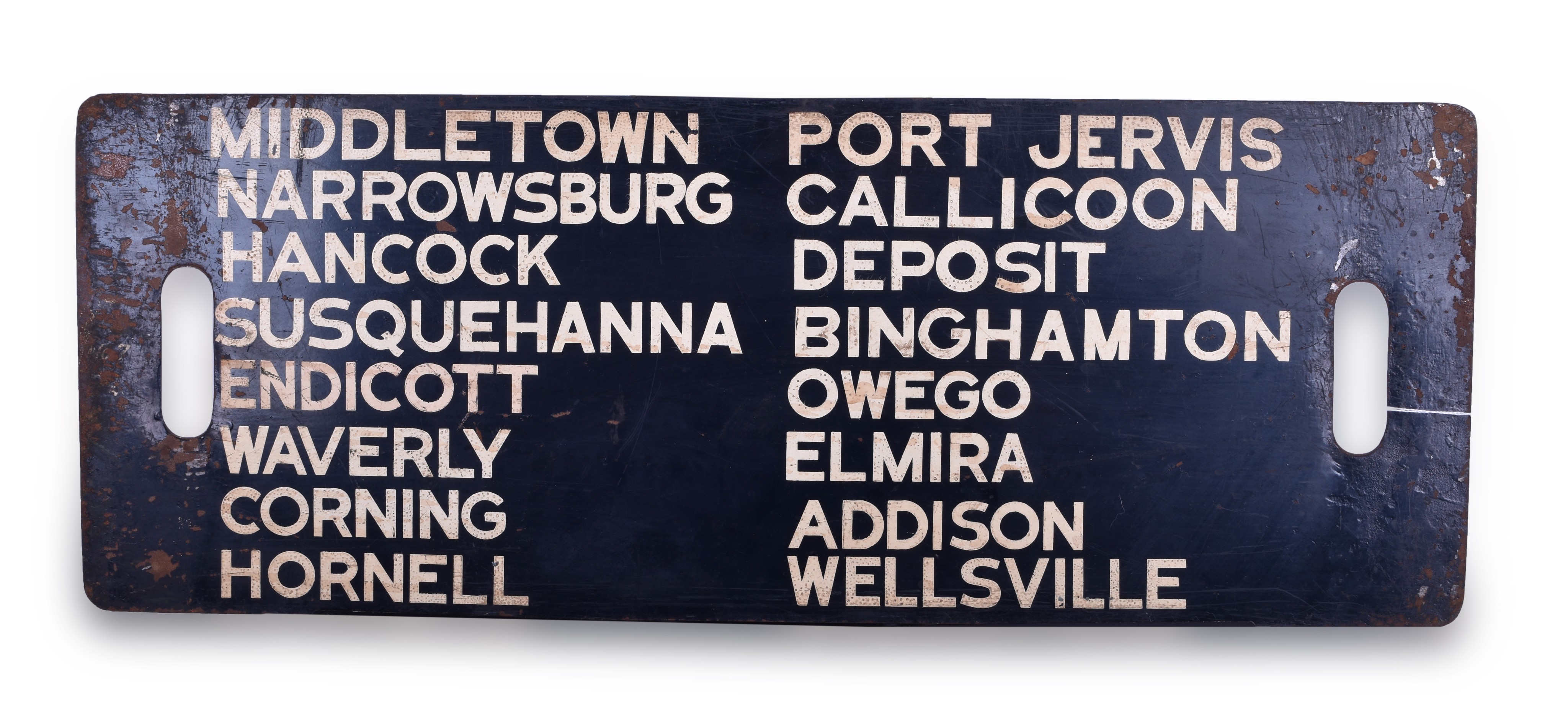 78 - Erie-Lackawanna Railroad Gate Sign - Train No. 1 Goshen N.Y. to Corning N.Y. and Train No. 7 Middletown to Wellsville thumbnail