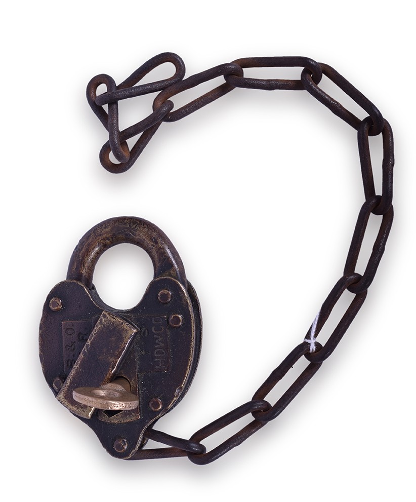 79 - Baltimore and Ohio F-S Hardware Brass Heart Shaped Lock with Adlake Key thumbnail