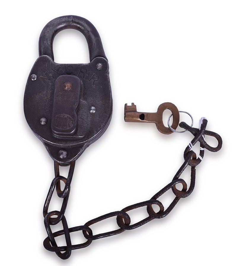 83 - Moon Large Body Steel New York Central Lock w/ Key thumbnail