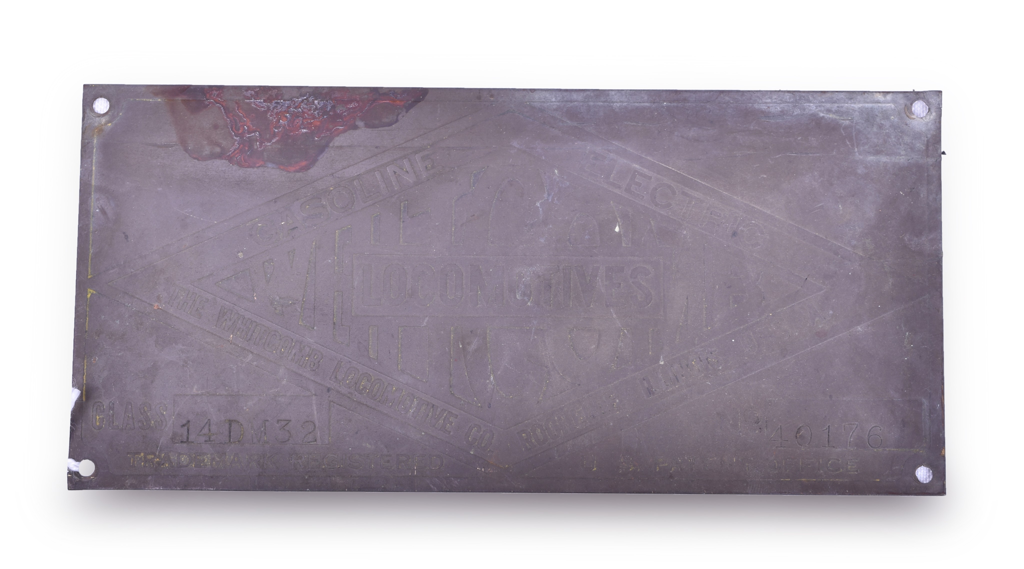 96 - Whitcomb Locomotive Builder Plate Serial No. 40176 thumbnail