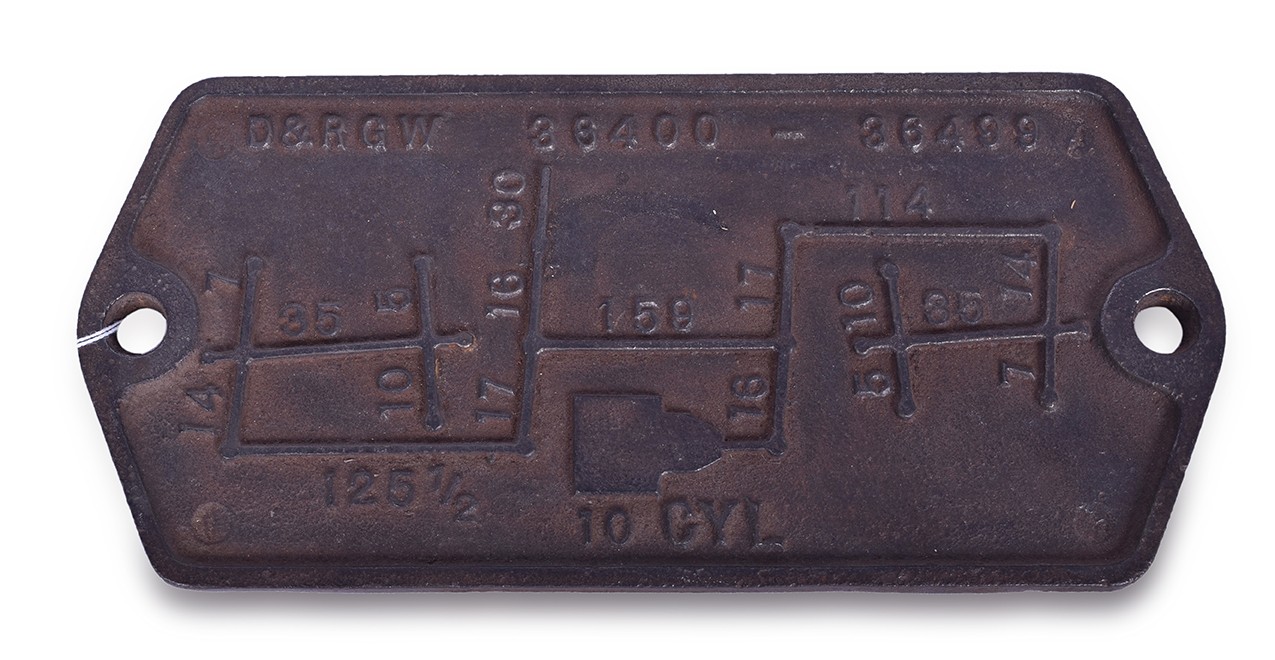 103 - Denver Rio Grande & Western Railroad 36400-36499 Air Brake Diagram Cast Iron Plate. thumbnail