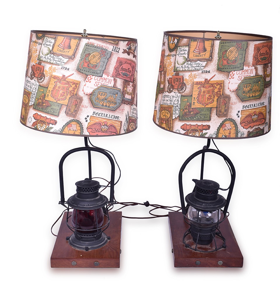 115 - Pair of Custom Built Railroad Lantern Table Lamps - Adams and Westlake - Baltimore and Ohio thumbnail