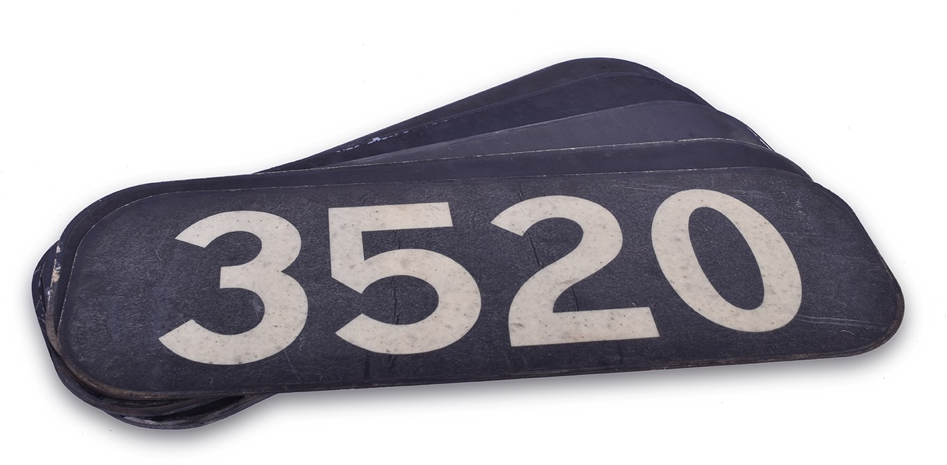 117 - Group of Five Diesel Locomotive Number Boards - #3520 and Four Blacked Out thumbnail