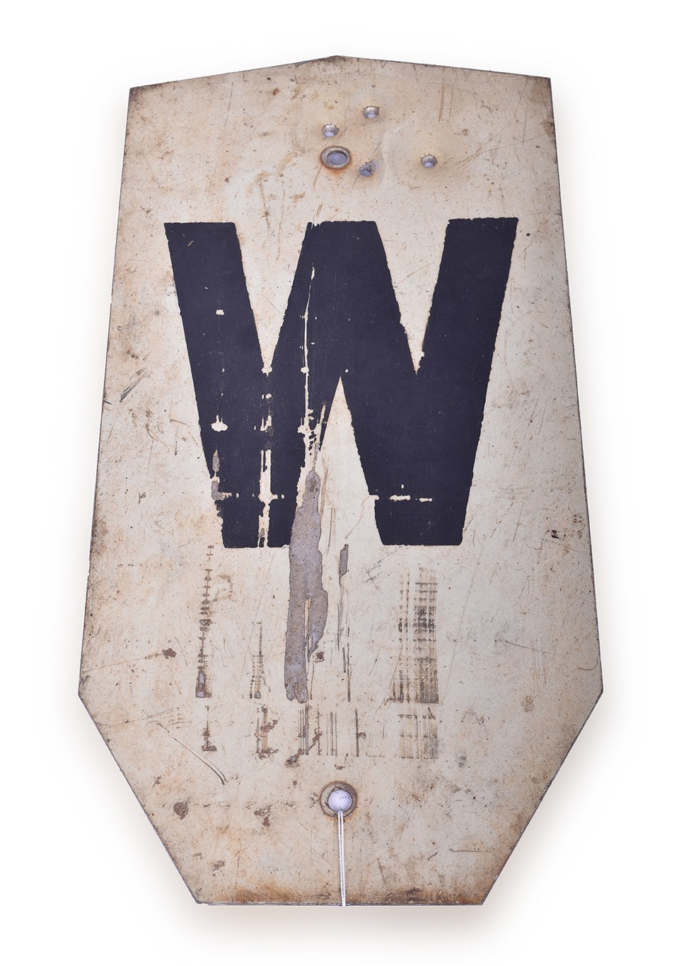 124 - Metal Reflective Railroad Whistle Post Sign - Heptagon Shape thumbnail