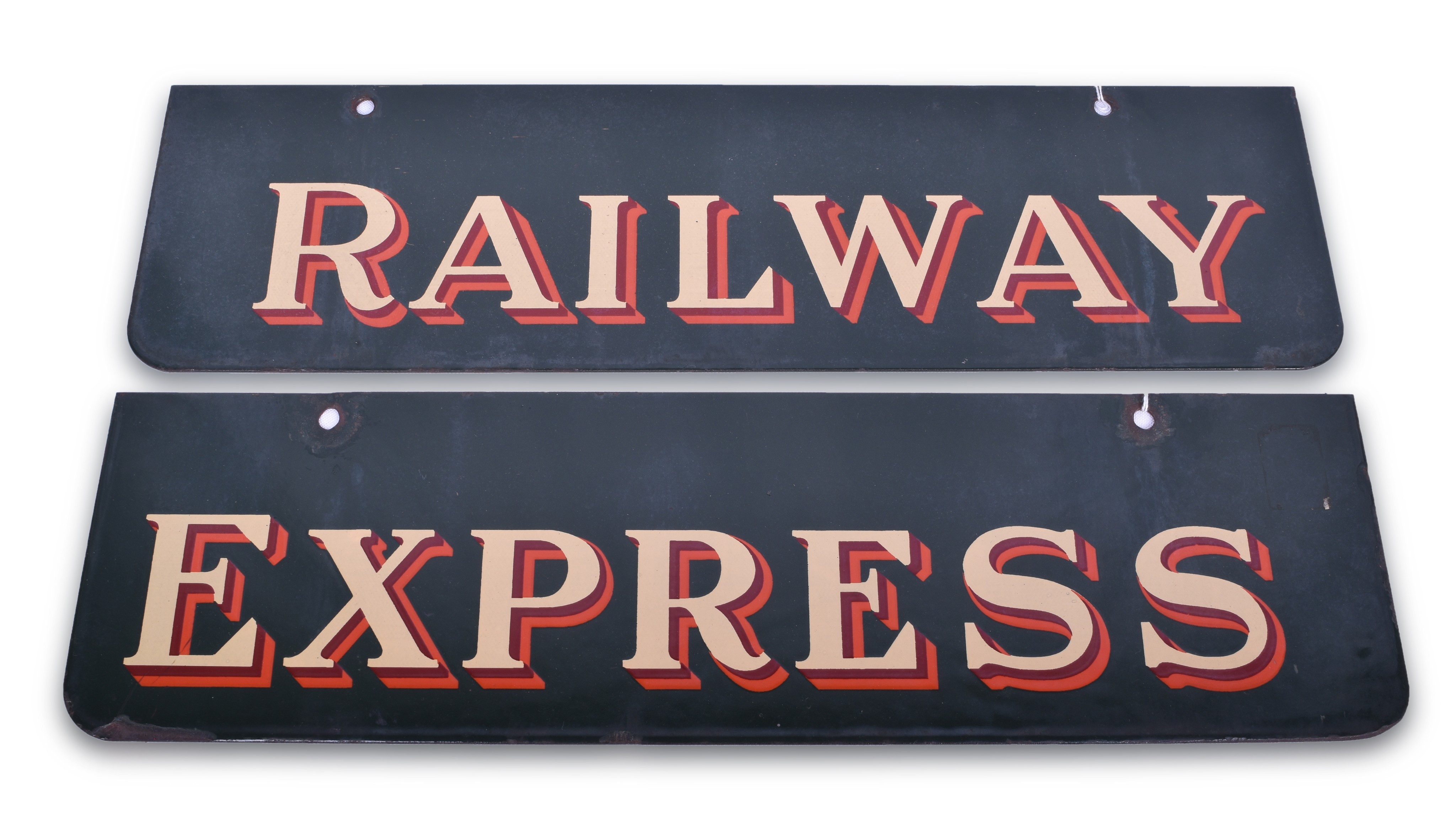 126 - Railway Express Porcelain Sign Pair thumbnail