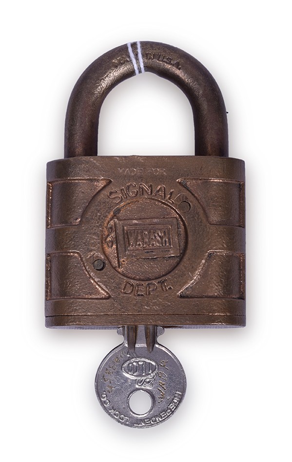 127 - Yale Wabash Railroad Brass Signal Dept. Lock w/ Key thumbnail