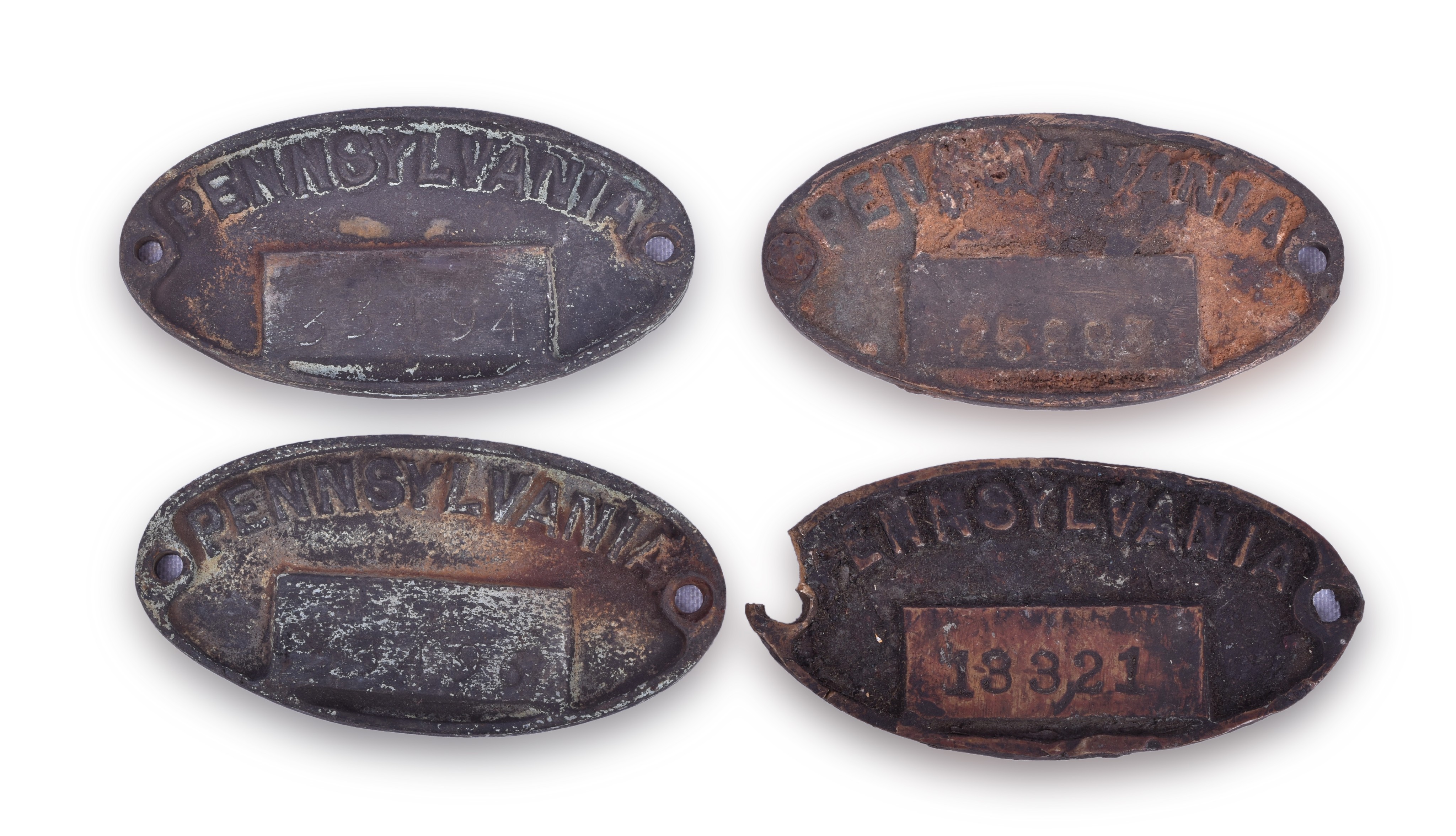 132 - Group of Four Pennsylvania Railroad Shop Number Plates thumbnail