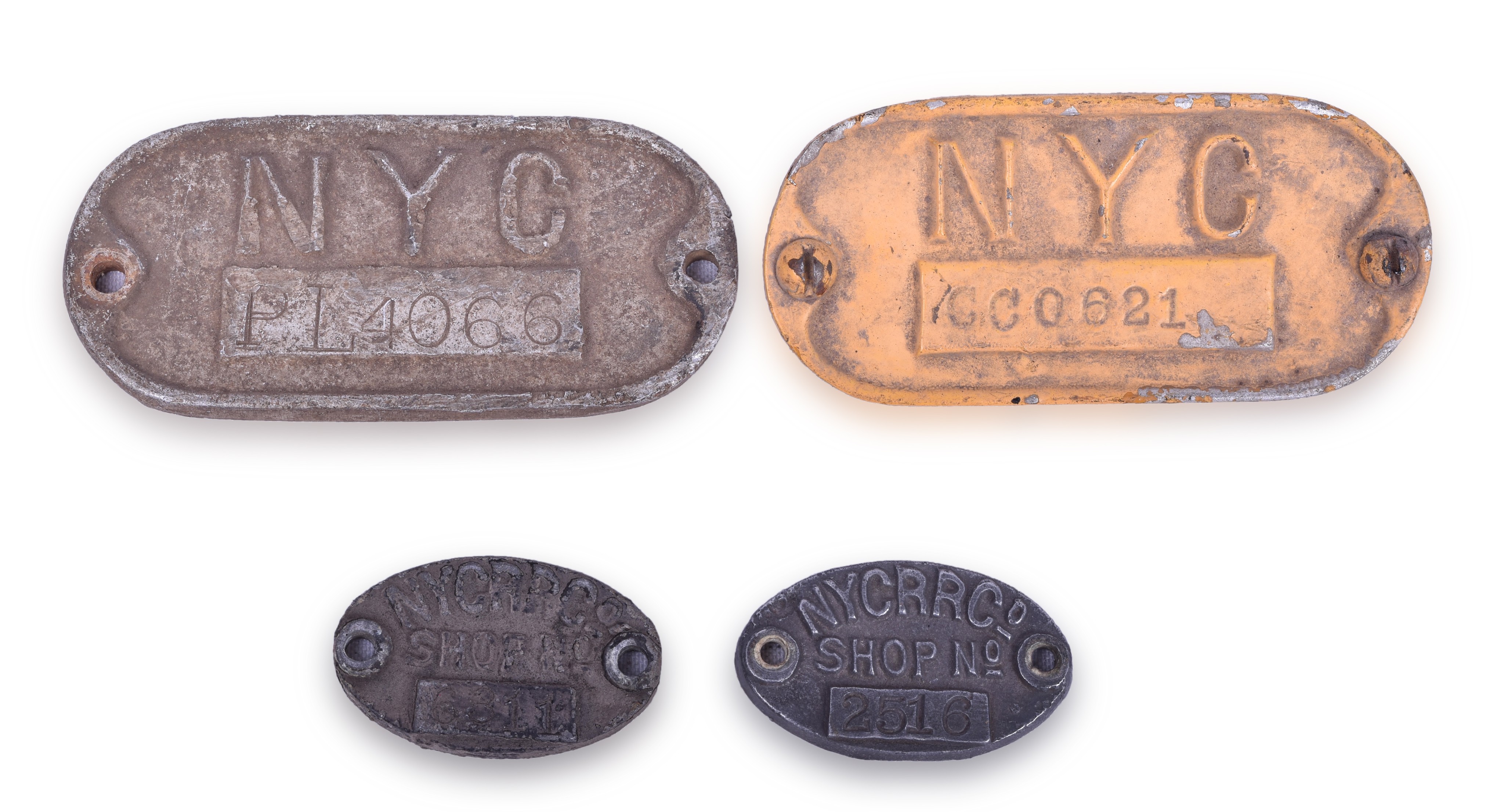 134 - Group of Four New York Central Railroad Shop Number Plates thumbnail