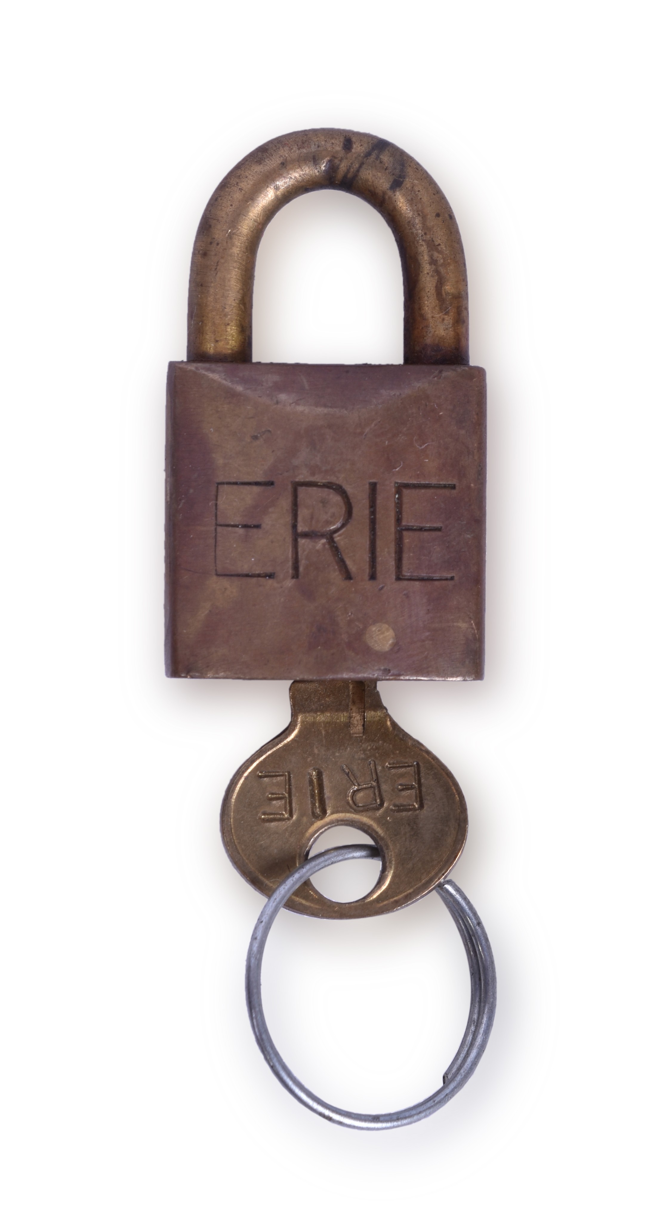 142 - Erie Railroad Corbin Small Brass Signal Department Lock w/ Key thumbnail